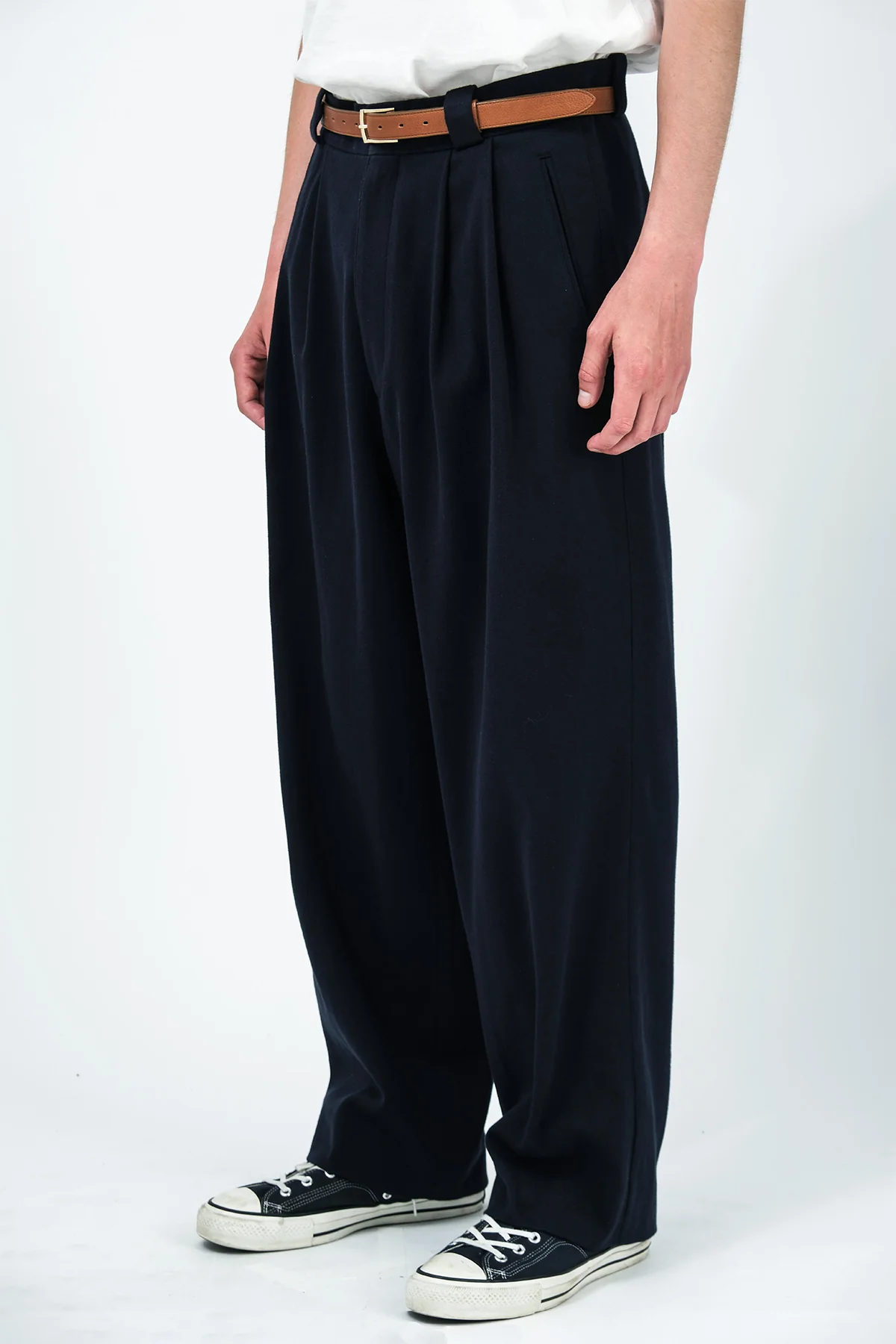 A.PRESSE | COTTON SILK TWILL WIDE TROUSERS - Image 3