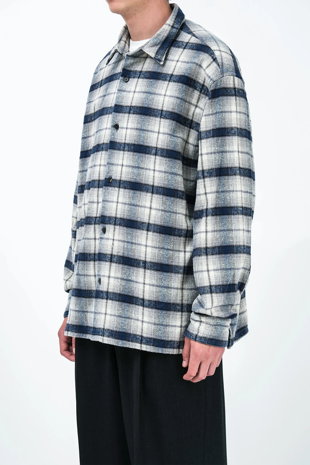 A.PRESSE | VINTAGE COTTON SILK NEP TWILL CHECK SHIRT - Image 3