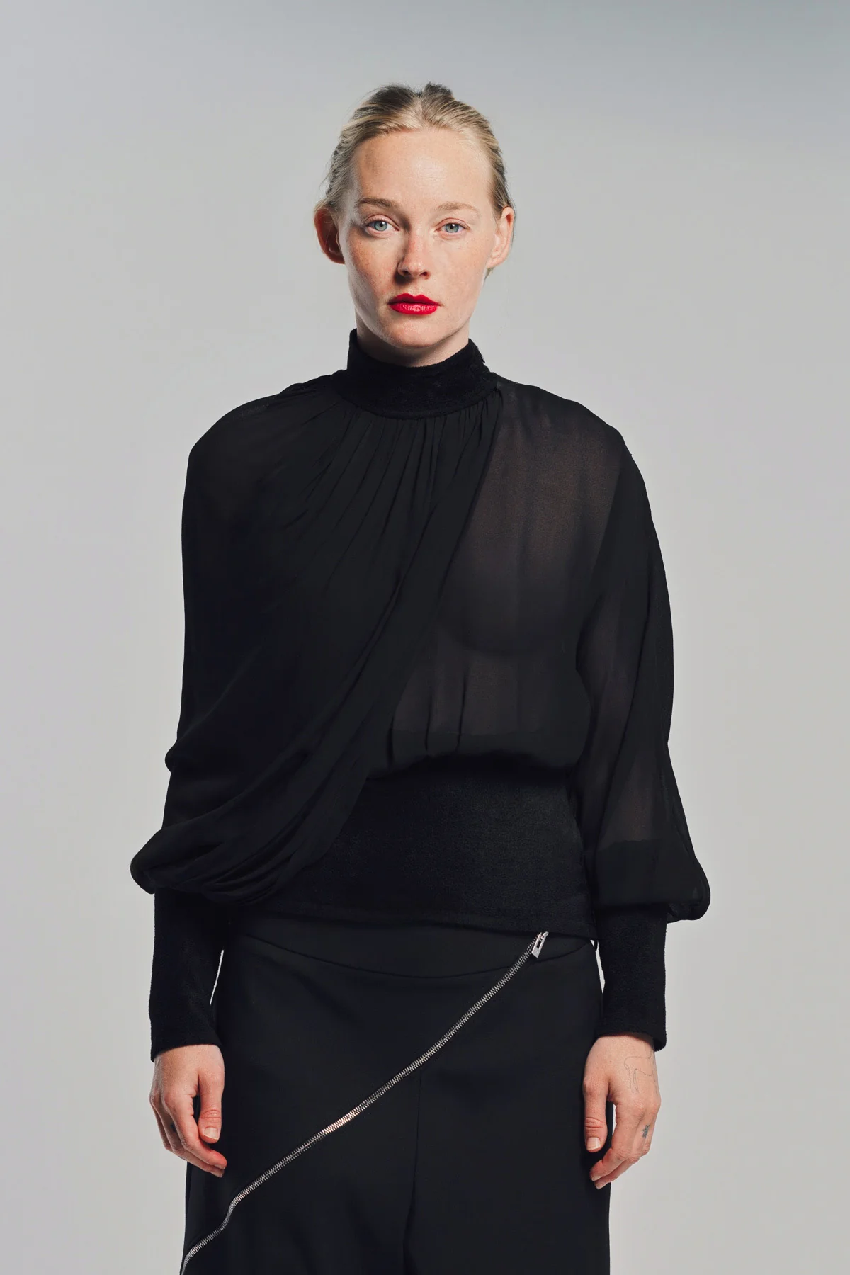 ALAÏA | DRAPED GEORGETTE BLOUSE - Image 2