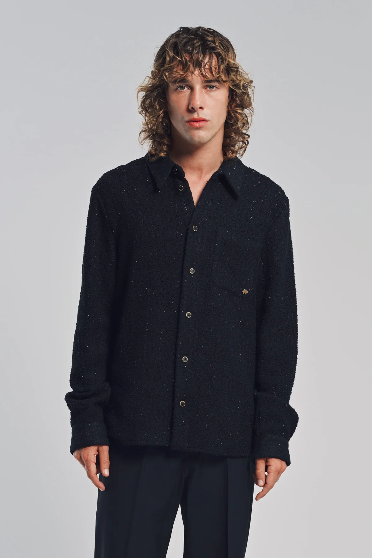 AMIRI | SHIMMER BOUCLÉ LONG SLEEVE SHIRT - Image 2