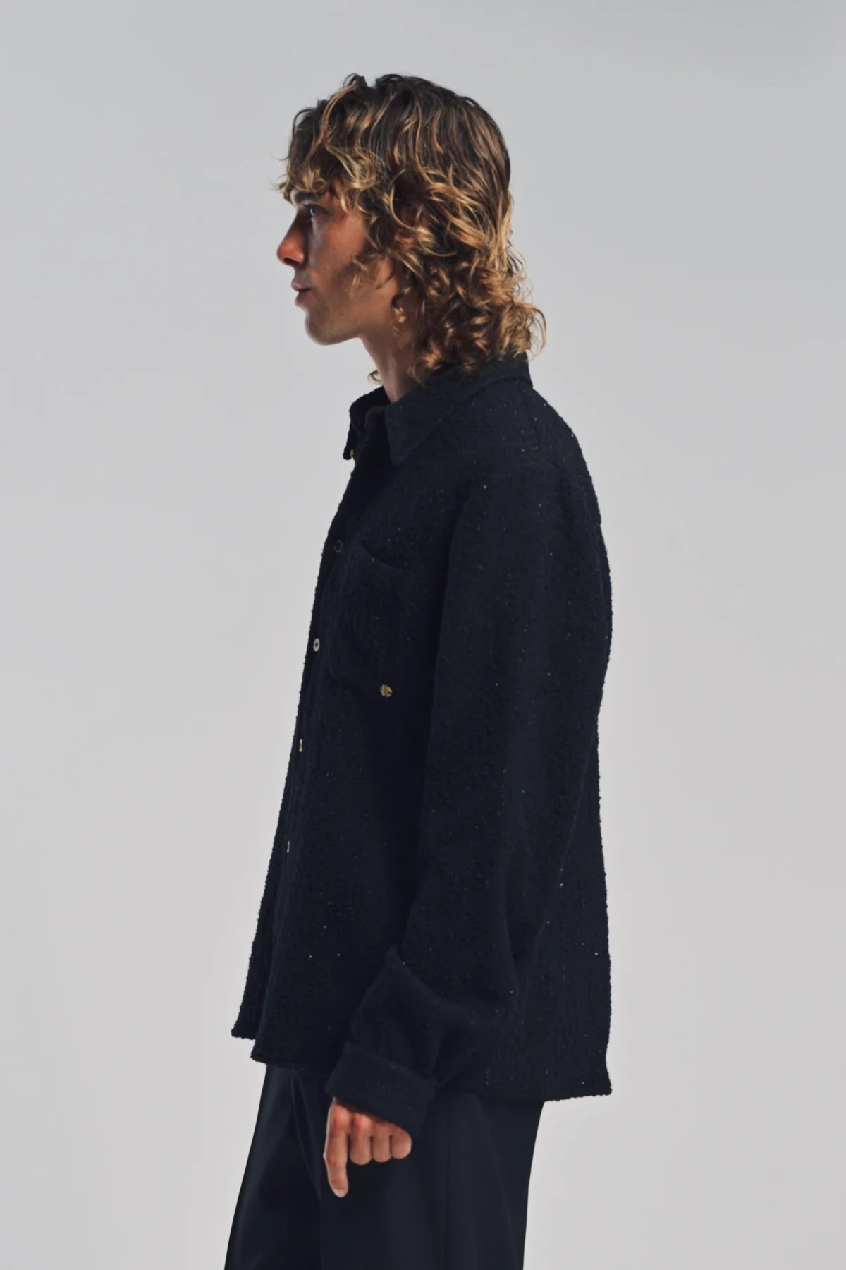 AMIRI | SHIMMER BOUCLÉ LONG SLEEVE SHIRT - Image 3