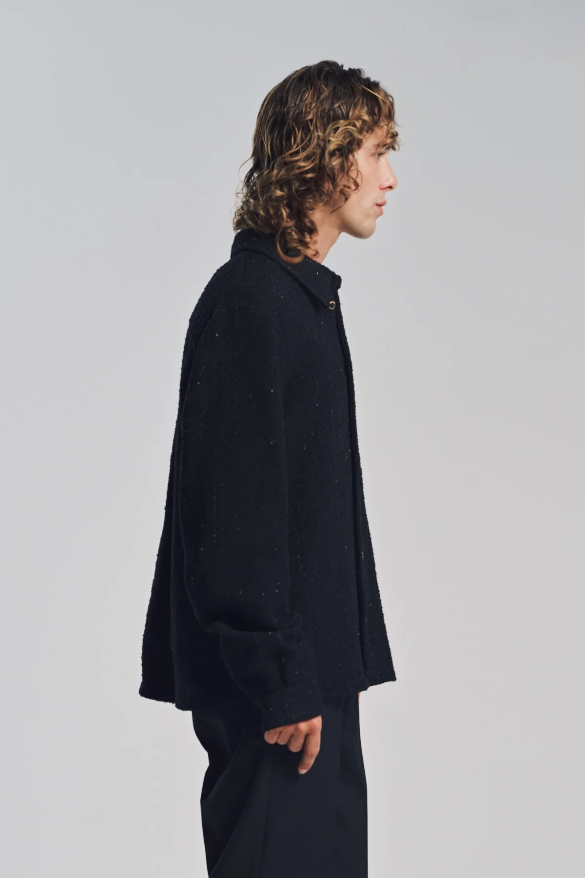 AMIRI | SHIMMER BOUCLÉ LONG SLEEVE SHIRT - Image 5