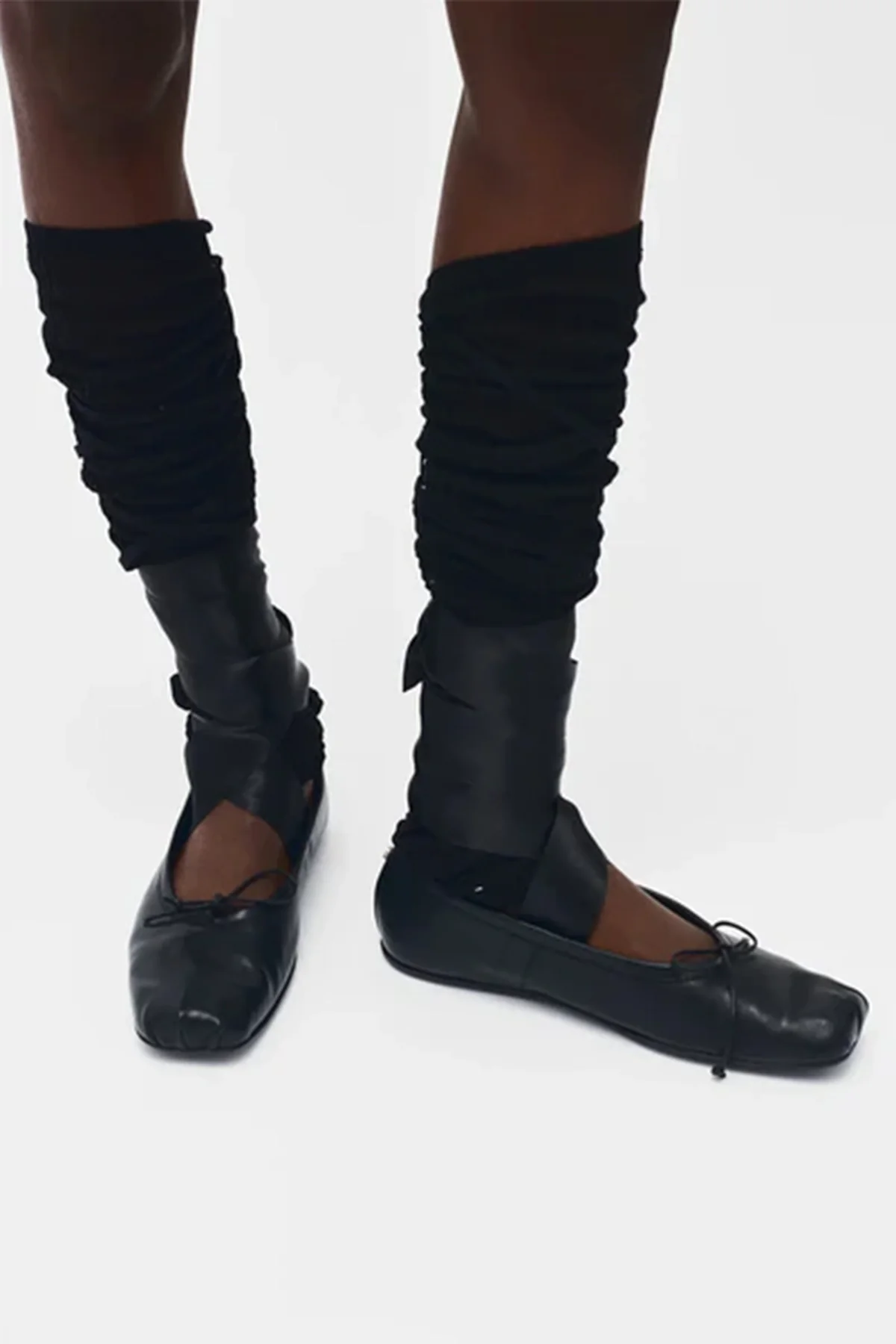 ANN DEMEULEMEESTER | BLACK ADEL OPEN RIB LEG WARMERS