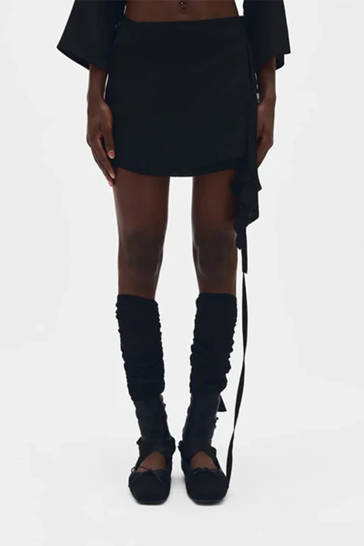 ANN DEMEULEMEESTER | BLACK ADEL OPEN RIB LEG WARMERS - Image 2