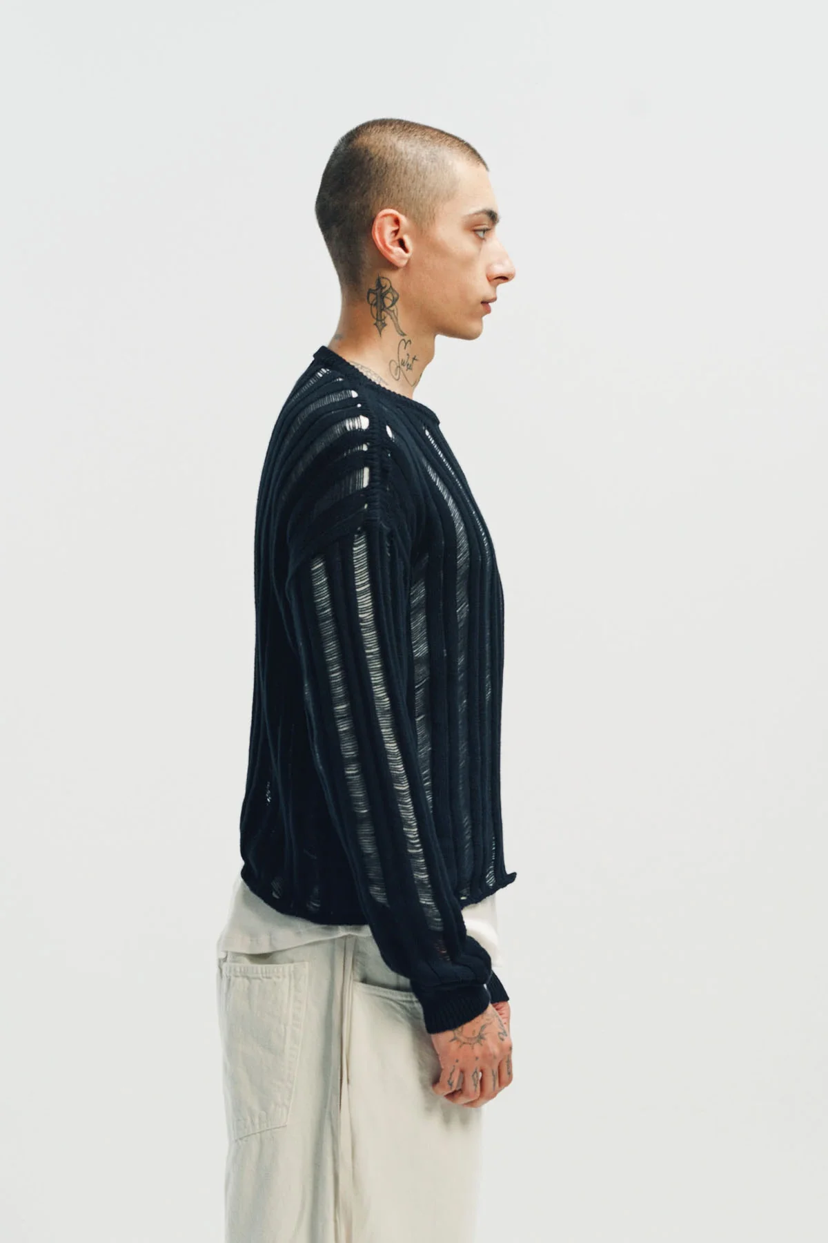 ANN DEMEULEMEESTER | DANIAL LADDER STITCH OVERSIZE SWEATER - Image 5
