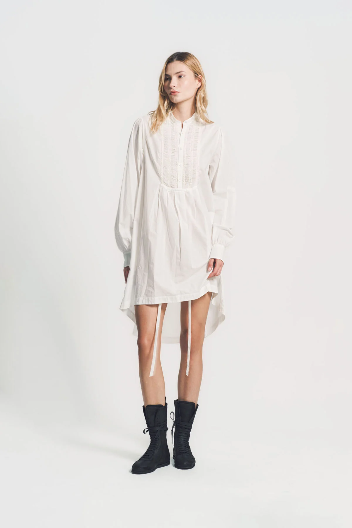ANN DEMEULEMEESTER | DOT WRINKLED CROPPED LONG SLEEVE TOP