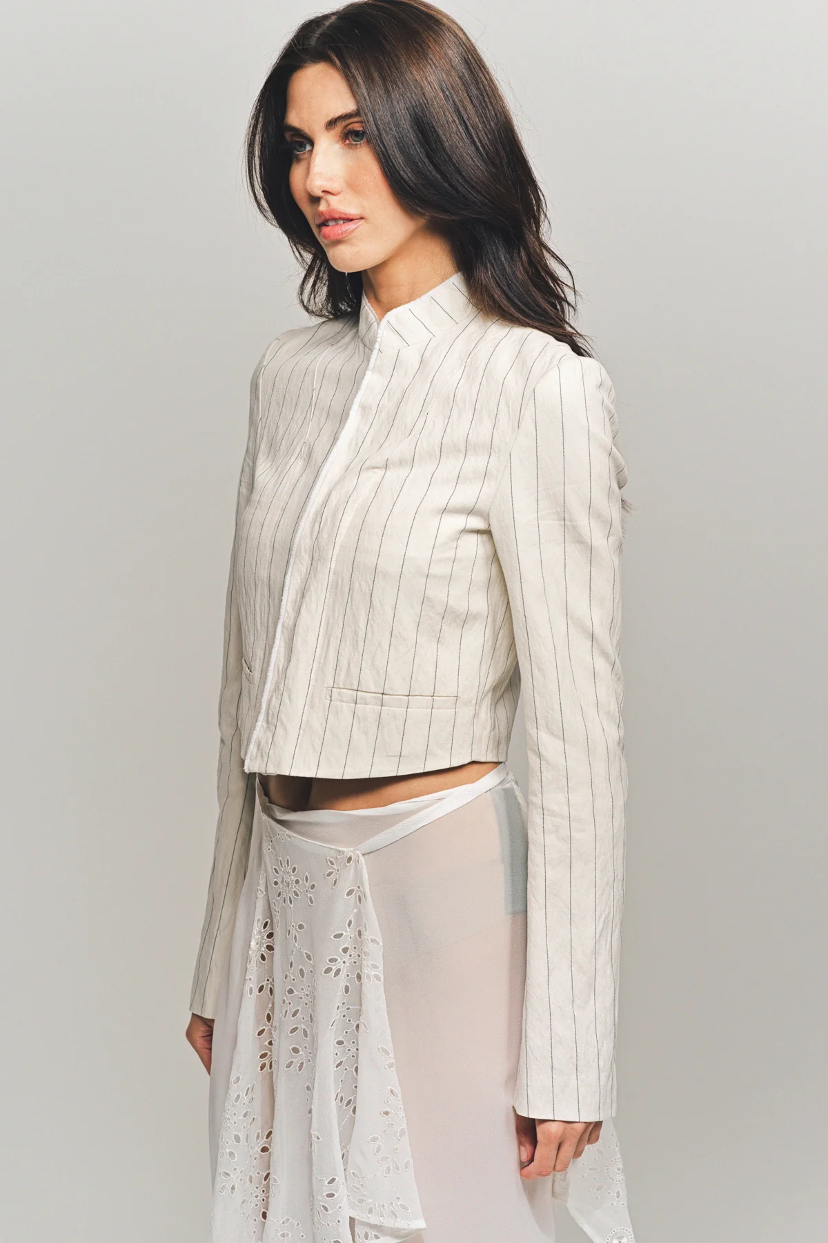ANN DEMEULEMEESTER | MAMI CROPPED STAND COLLAR BLOUSON - Image 3