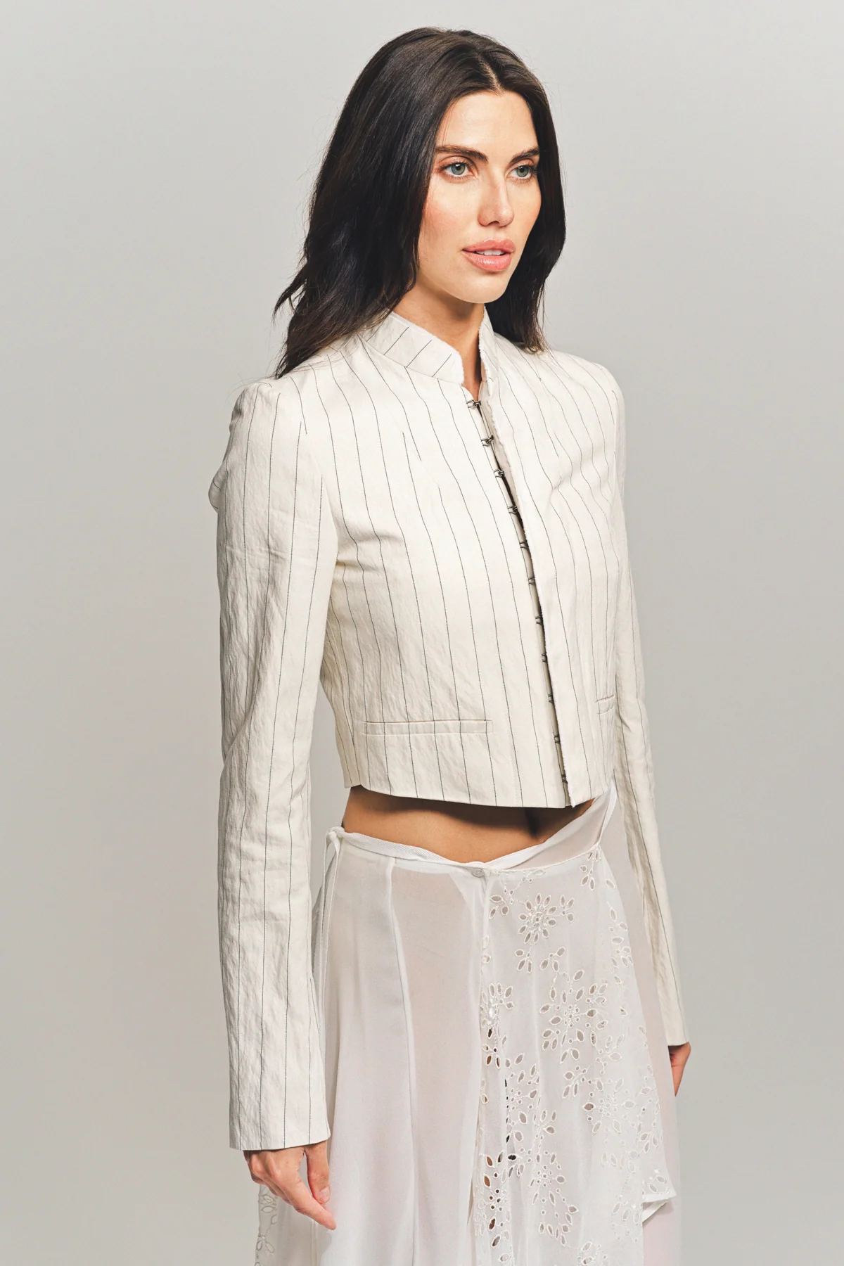 ANN DEMEULEMEESTER | MAMI CROPPED STAND COLLAR BLOUSON - Image 4