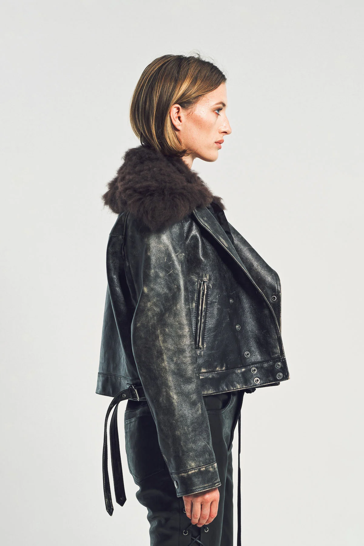 ANN DEMEULEMEESTER | WIEBKE WOOL AND SHEARLING PERFECTO JACKET - Image 3