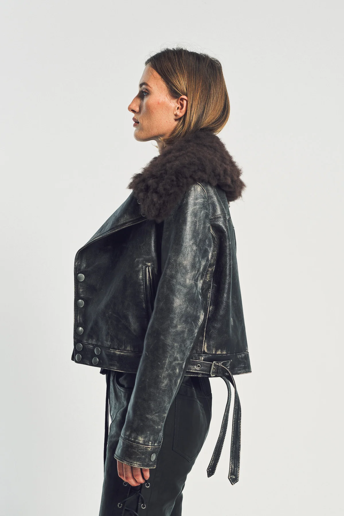 ANN DEMEULEMEESTER | WIEBKE WOOL AND SHEARLING PERFECTO JACKET - Image 5
