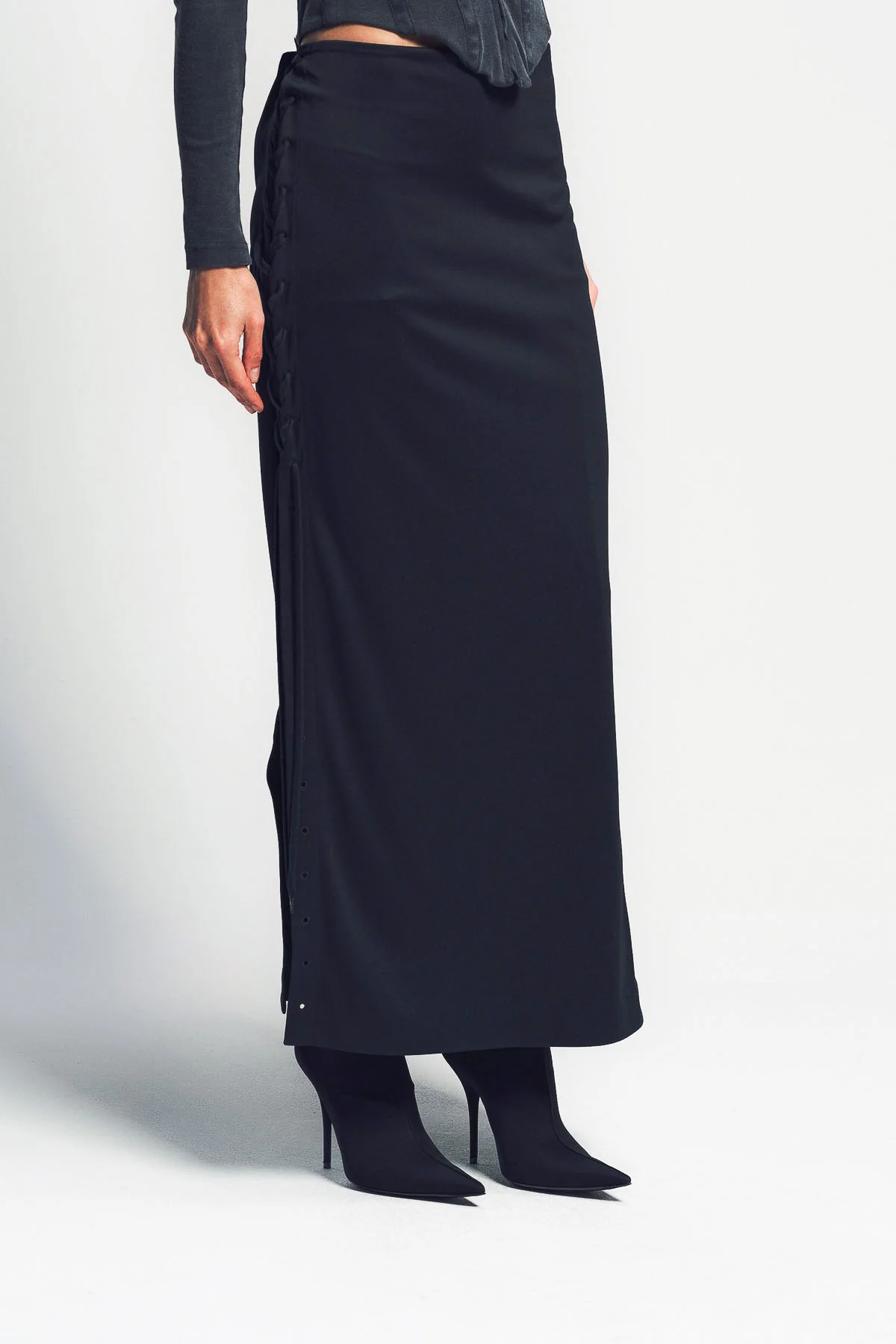 BALENCIAGA | LACE-UP MAXI SKIRT - Image 3