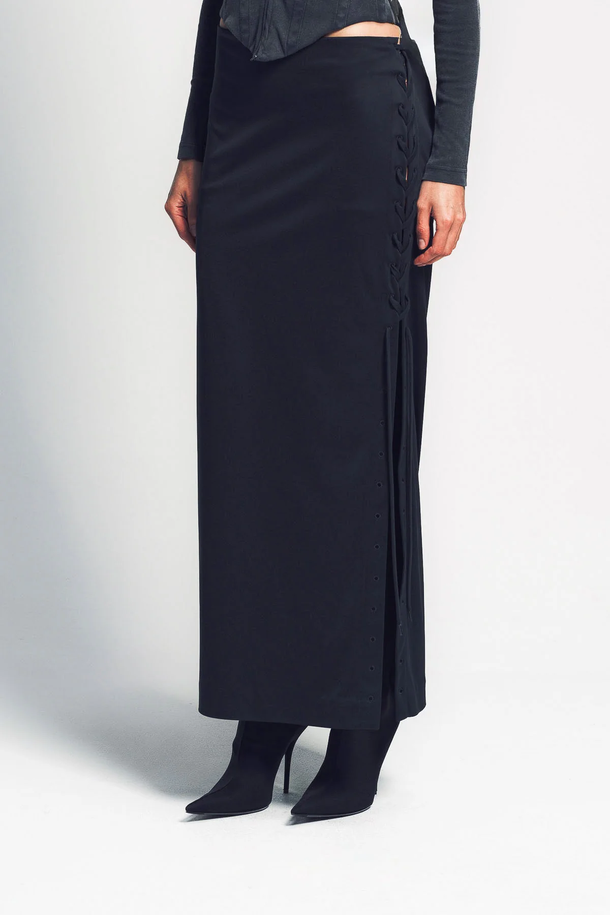 BALENCIAGA | LACE-UP MAXI SKIRT - Image 5