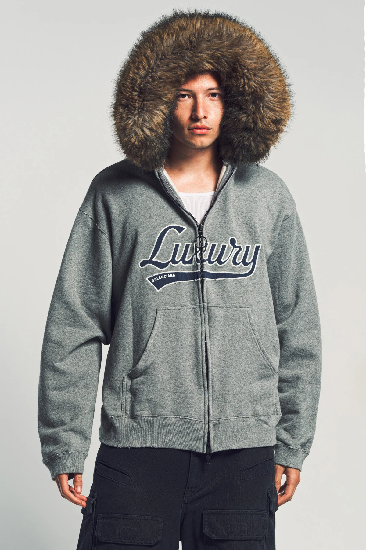 BALENCIAGA | LUXURY SCRIPT OVERSIZED ZIP-UP HOODIE - Image 2