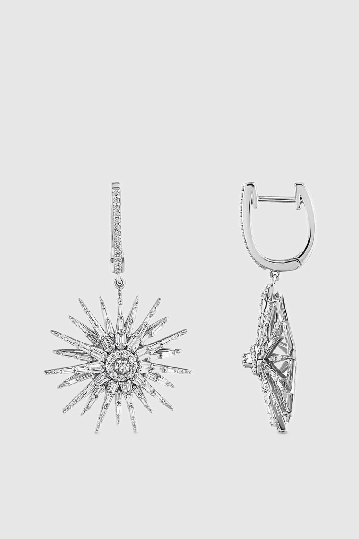BEE GODDESS | 18K WHITE GOLD JARDIN STAR DIAMOND EARRINGS - Image 2
