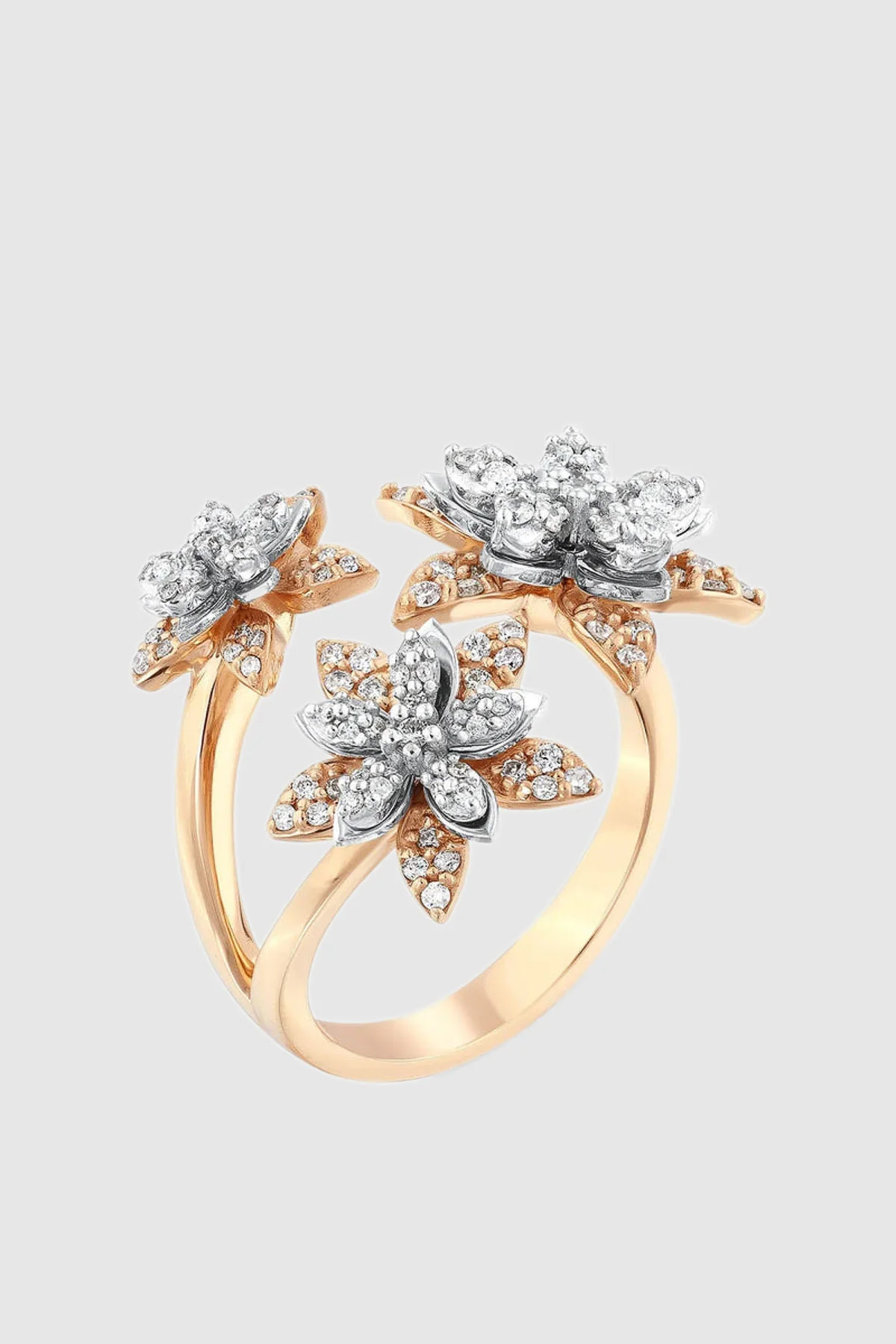 BEE GODDESS | ROSE-WHITE GOLD APPLE SEED DIAMOND RING