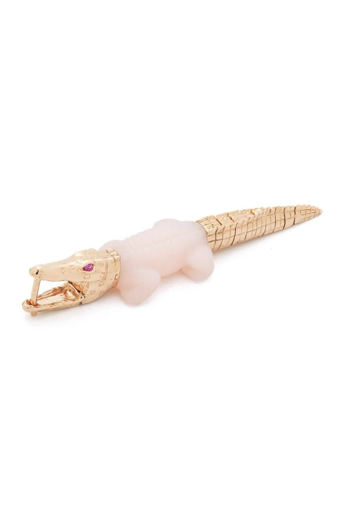 BIBI VAN DER VELDEN | ROSE GOLD ALLIGATOR PINK OPAL BITE EARRING - Image 3