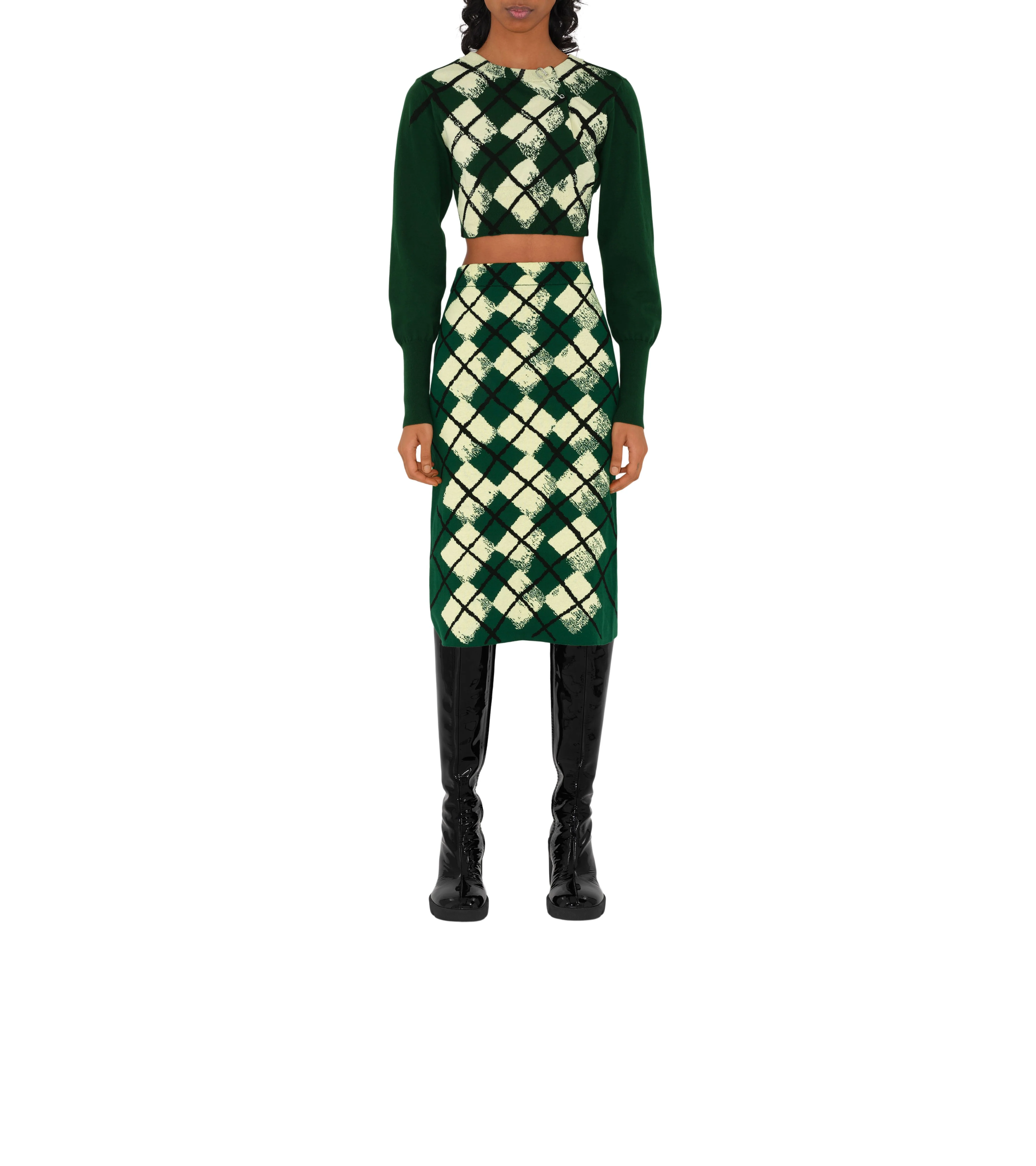 BURBERRY | ARGYLE COTTON SKIRT - Image 3