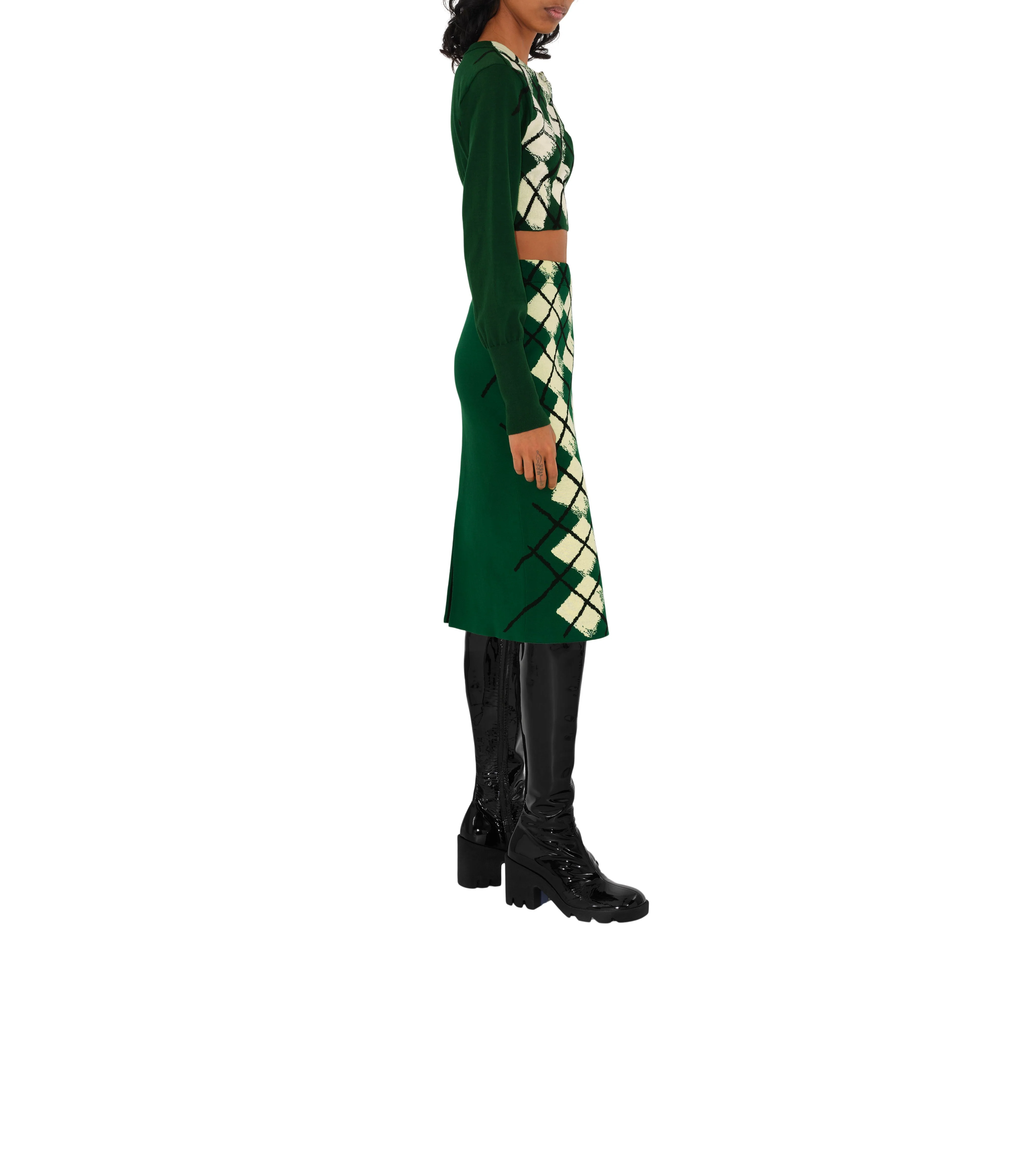 BURBERRY | ARGYLE COTTON SKIRT - Image 4