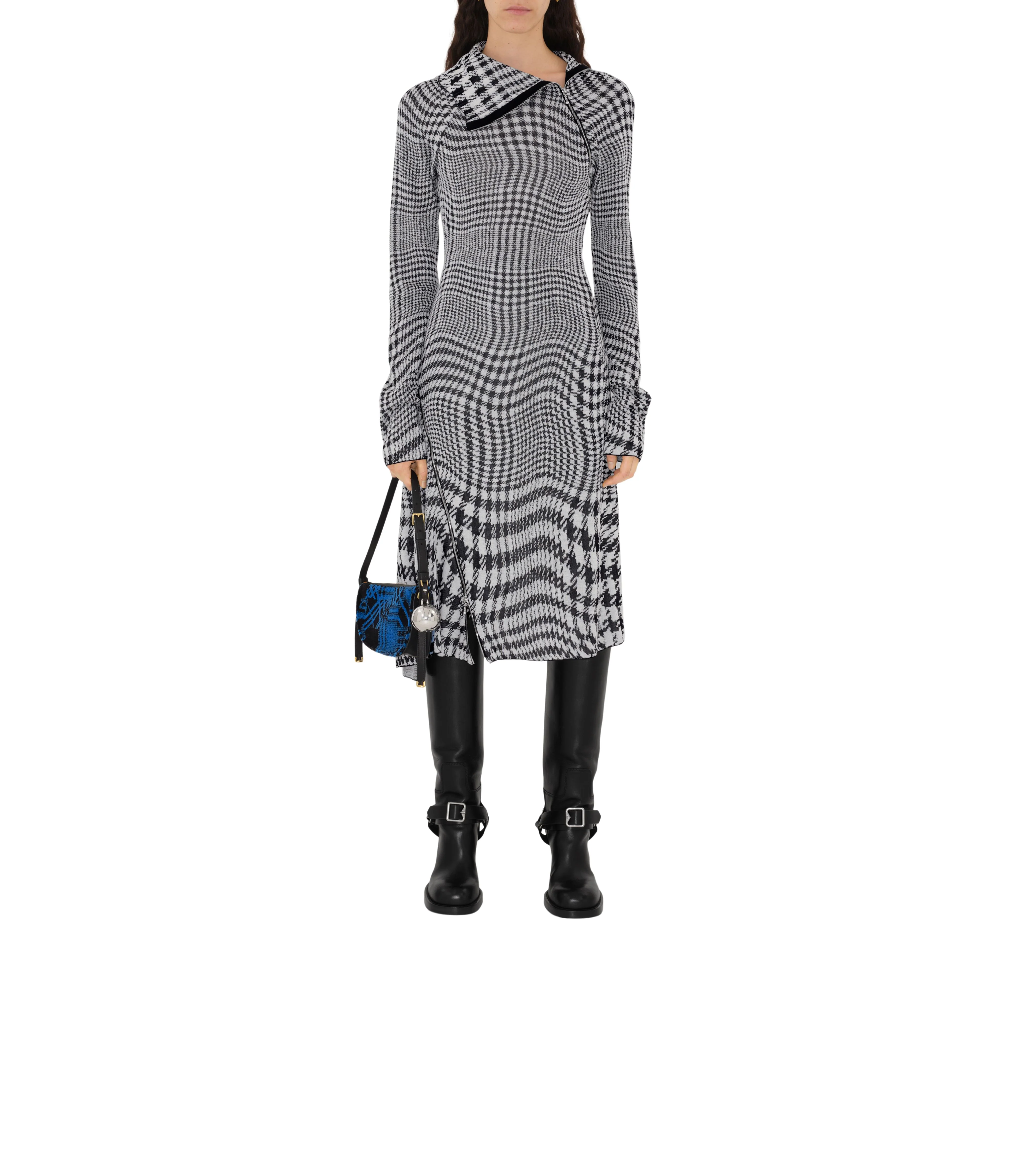 BURBERRY | WARPED HOUNDSTOOTH WOOL BLEND DRESS - Image 3