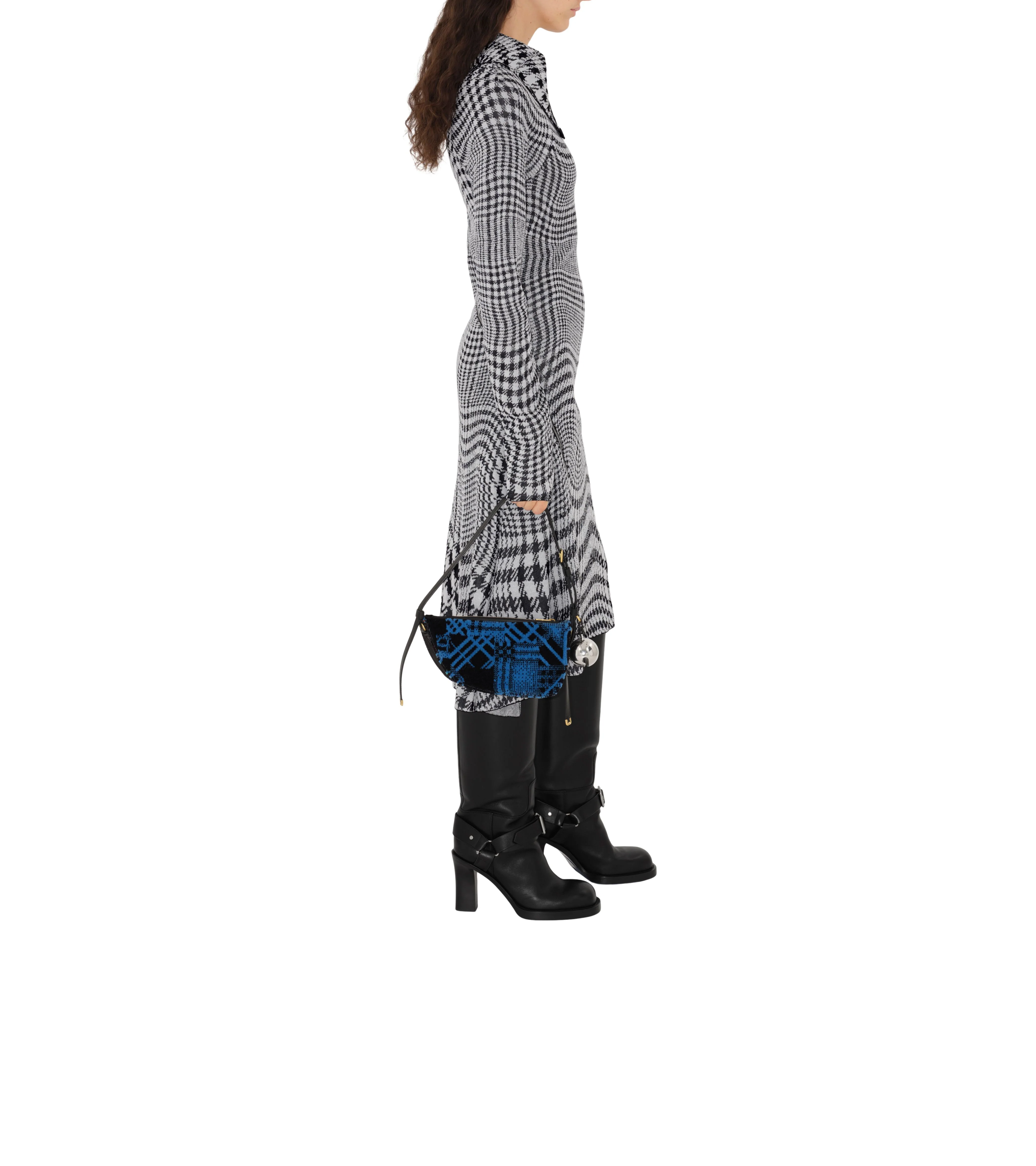 BURBERRY | WARPED HOUNDSTOOTH WOOL BLEND DRESS - Image 4
