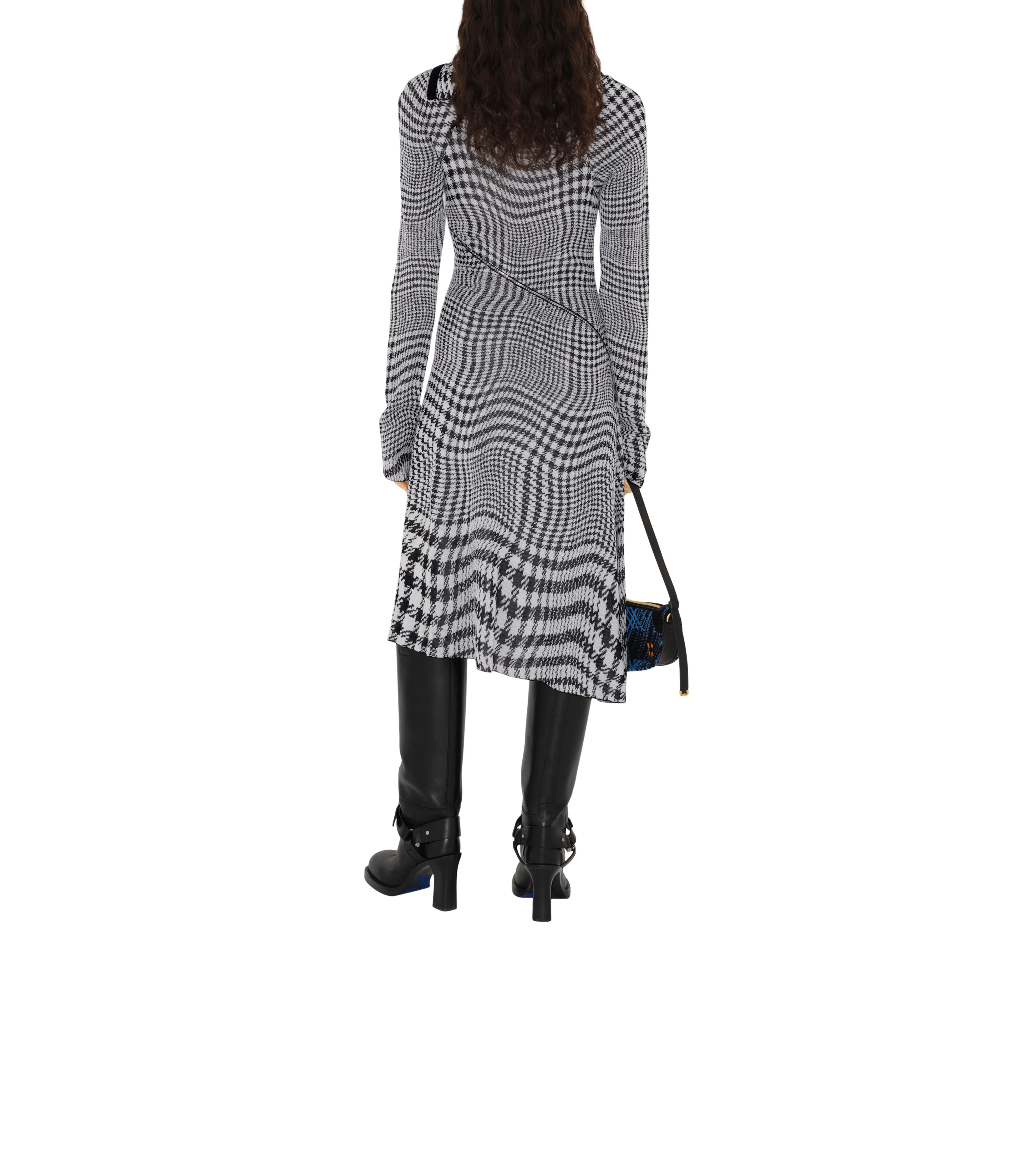 BURBERRY | WARPED HOUNDSTOOTH WOOL BLEND DRESS - Image 5