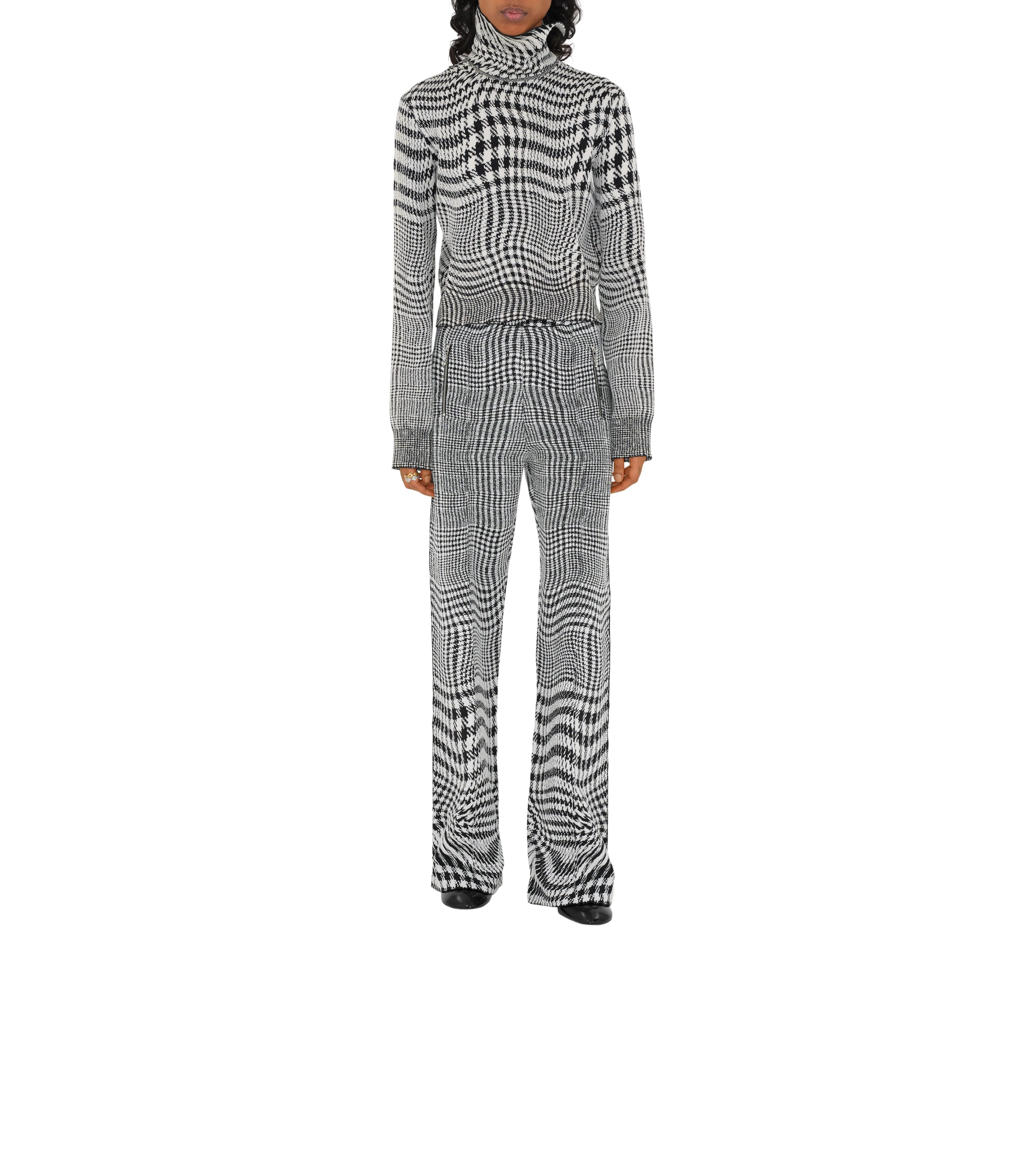 BURBERRY | WARPED HOUNDSTOOTH WOOL BLEND TROUSERS - Image 3