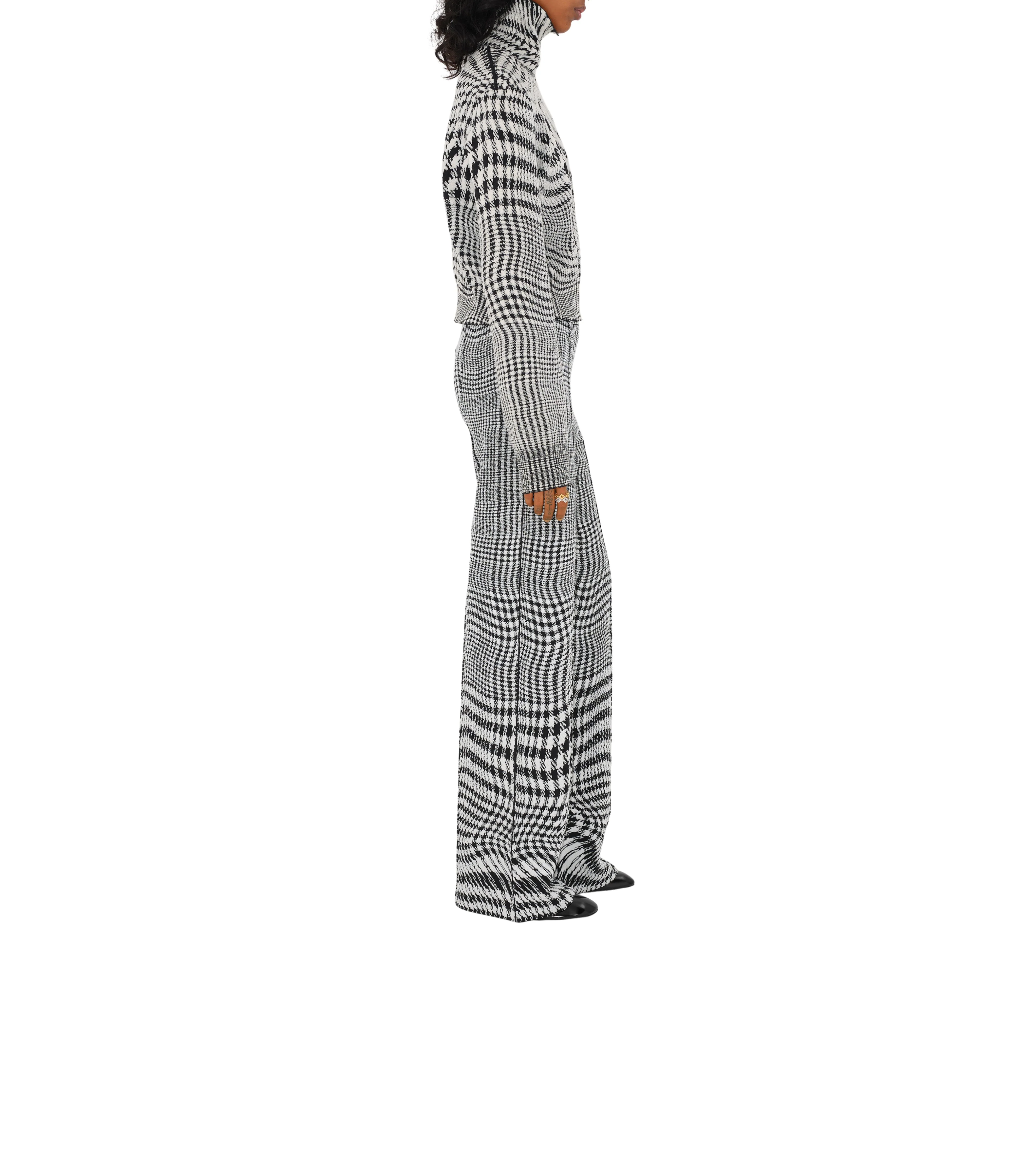 BURBERRY | WARPED HOUNDSTOOTH WOOL BLEND TROUSERS - Image 4