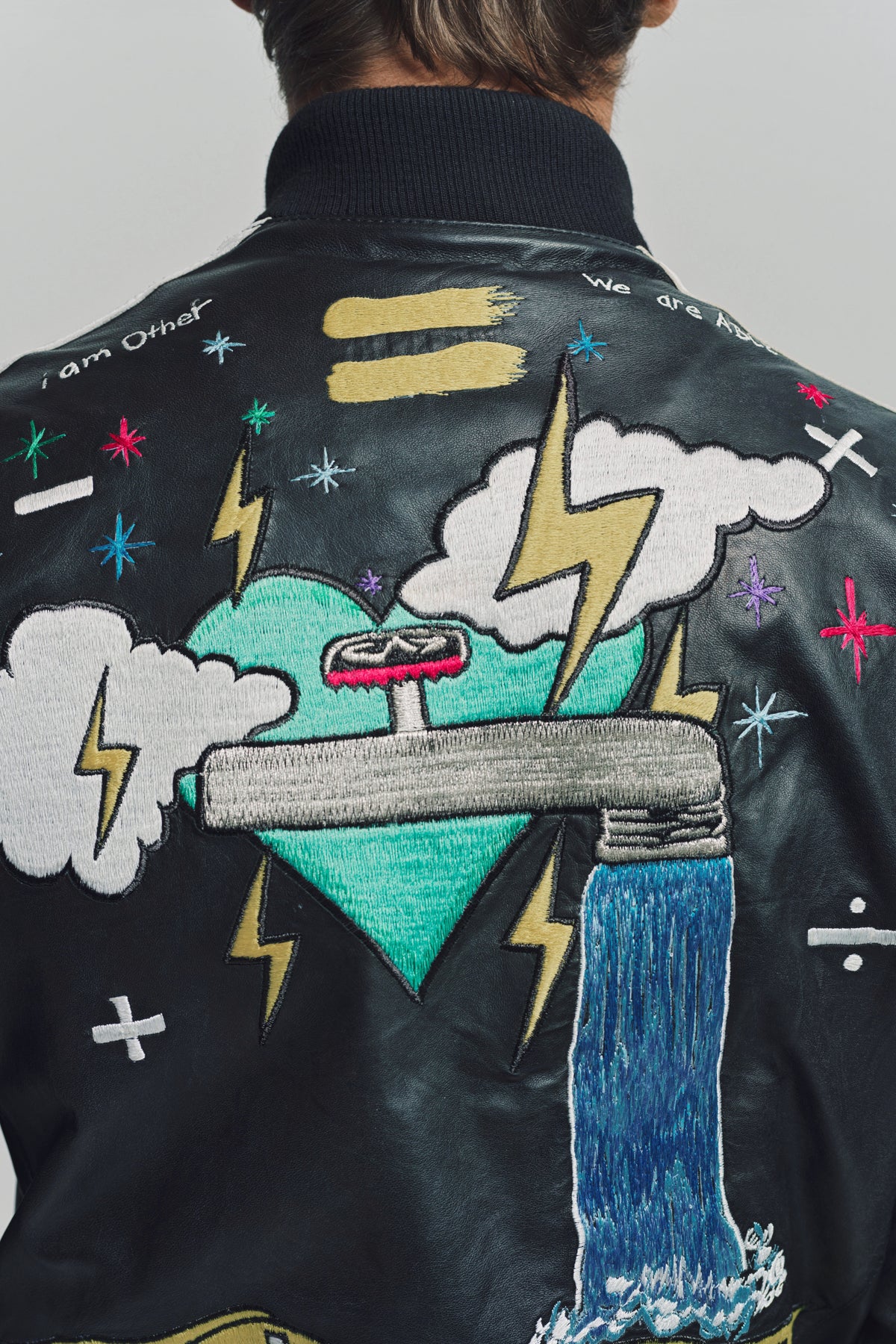 CACTUS PLANT FLEA MARKET x ADIDAS | 2000s CUSTOM EMBROIDERED BLACK LEATHER JACKET - Image 7