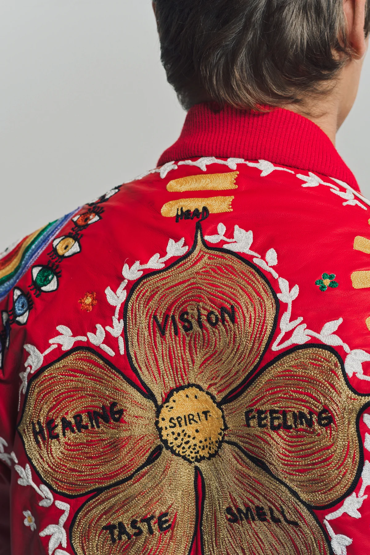 CACTUS PLANT FLEA MARKET x ADIDAS | 2000s CUSTOM EMBROIDERED RED LEATHER JACKET - Image 7