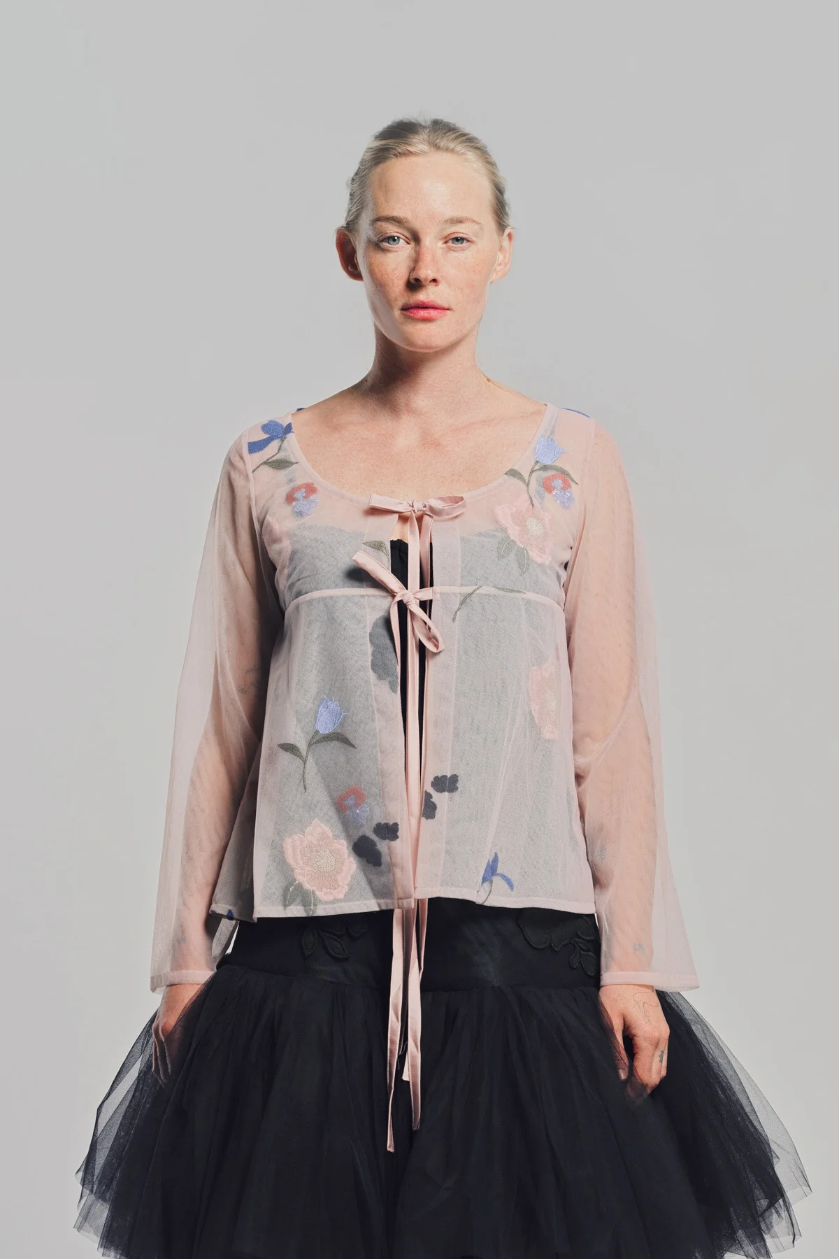 CAROLINE HU | FLORAL BEAD LONG SLEEVE BLOUSE - Image 2