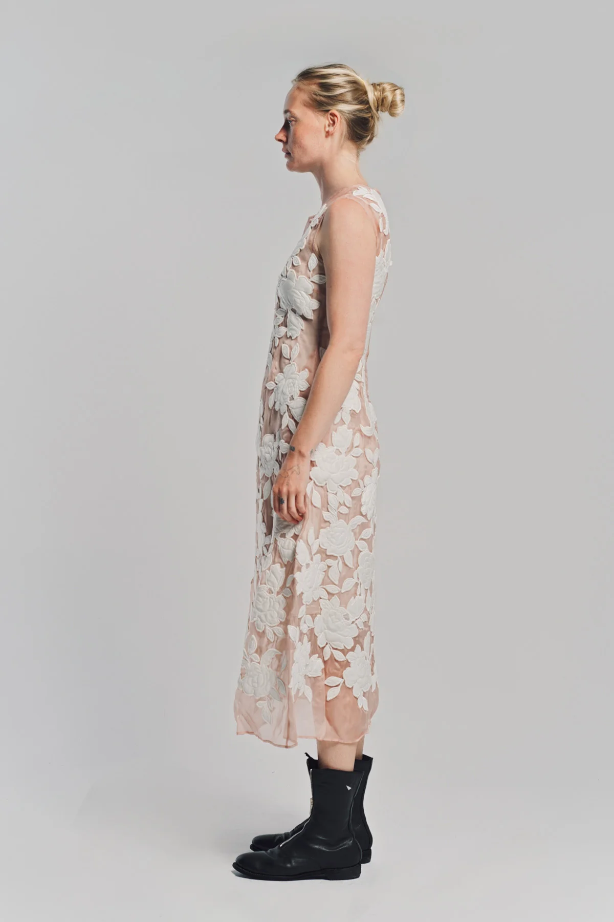 CAROLINE HU | FLORAL QUILTED ORGANZA DRESS - Image 3
