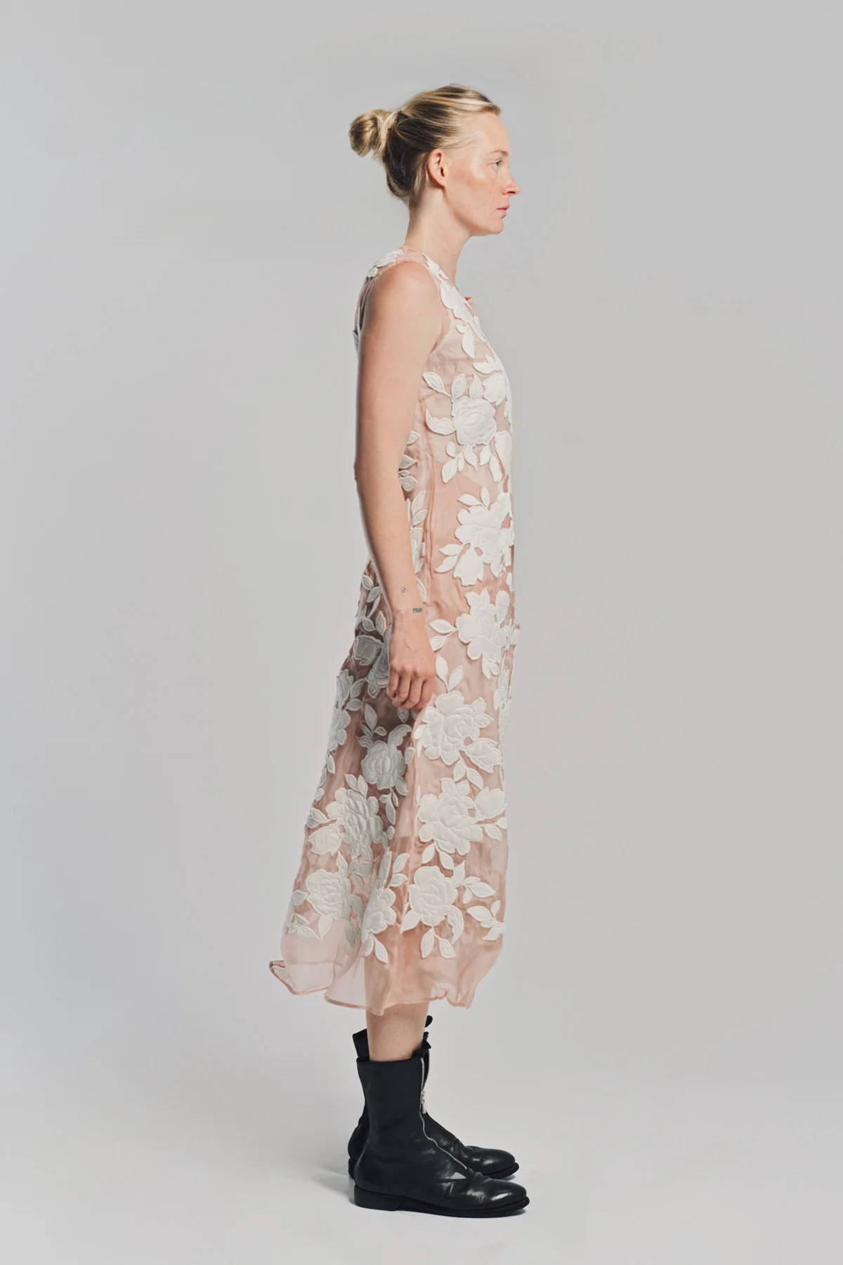 CAROLINE HU | FLORAL QUILTED ORGANZA DRESS - Image 5