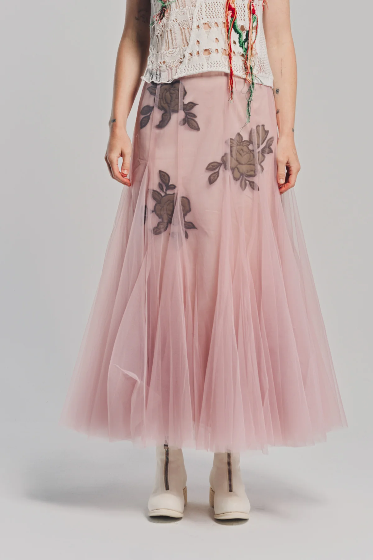 CAROLINE HU | FLORAL QUILTED TULLE SKIRT - Image 2