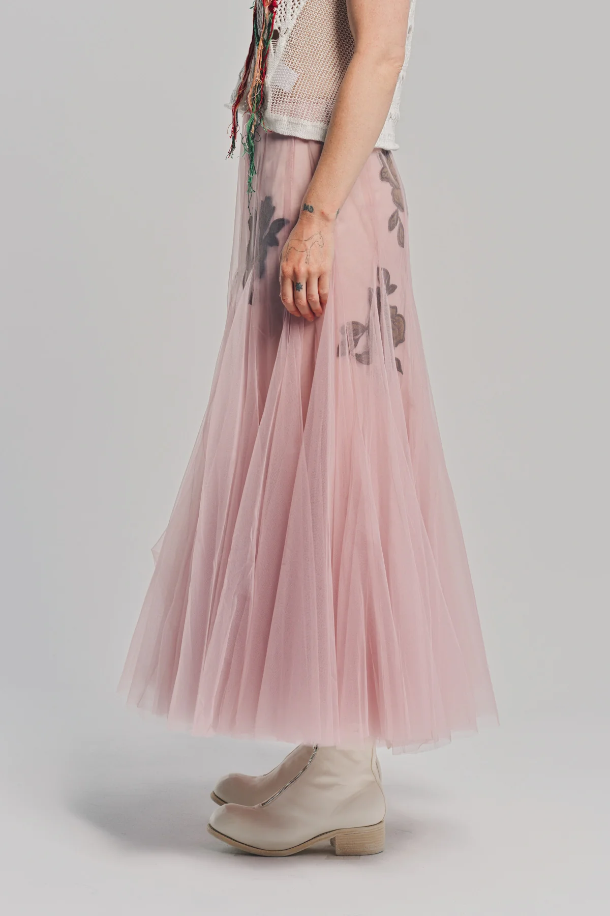 CAROLINE HU | FLORAL QUILTED TULLE SKIRT - Image 3