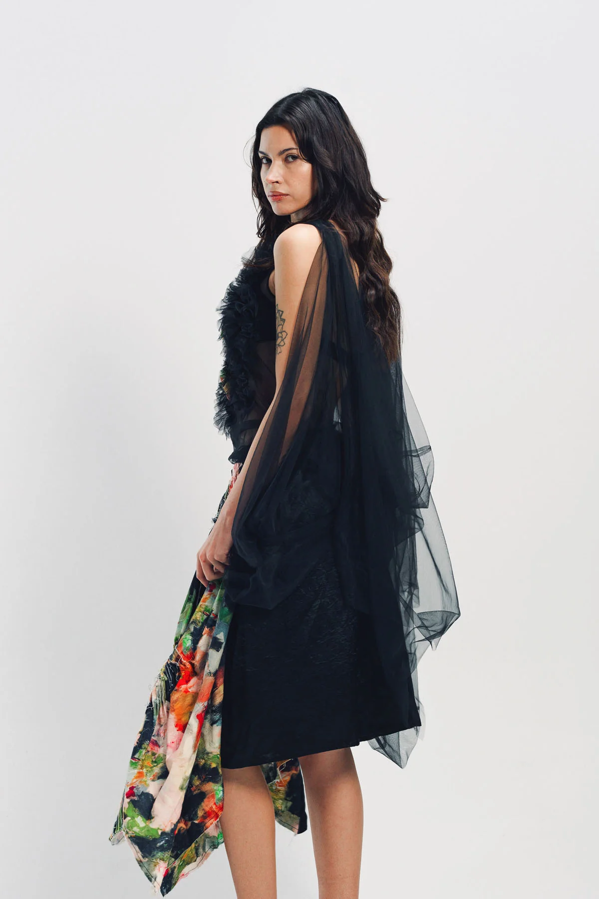 CAROLINE HU | PRINTED RUFFLE TULLE TOP - Image 5