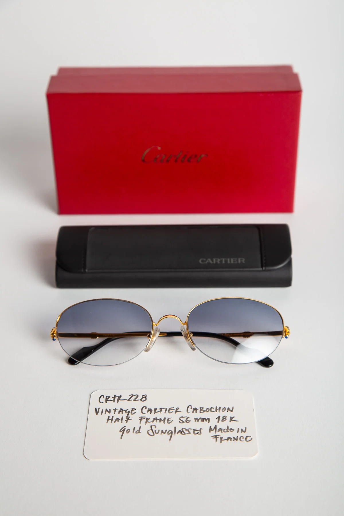 CARTIER 18K YELLOW GOLD CABOCHON 1/2 56 SUNGLASSES - Image 4