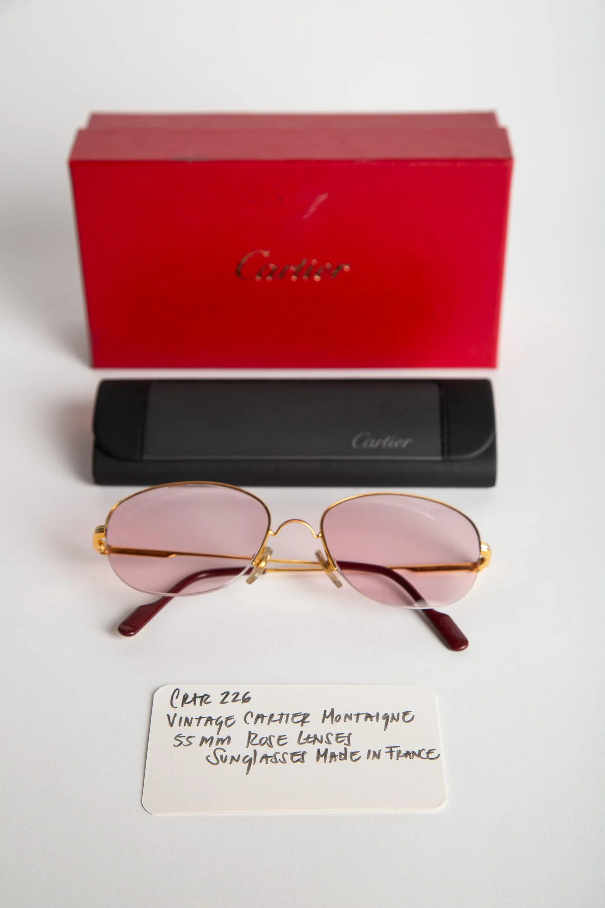 CARTIER 18K YELLOW GOLD MONTAIGNE 1/2 55 SUNGLASSES - Image 4
