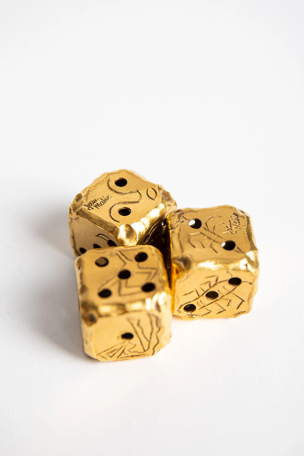 CARTIER | VINTAGE GOLD JEAN MAHIE DICE, SET OF 3