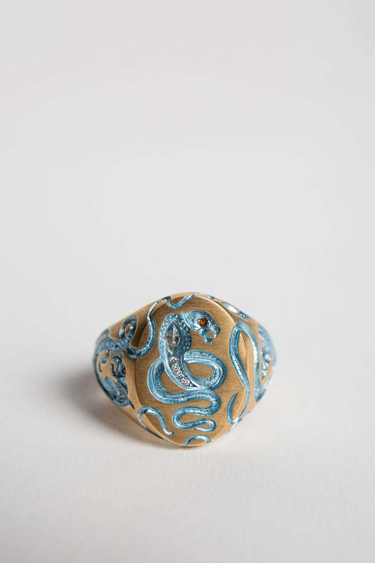 CASTRO SMITH | REVERSE QUEEN COBRA BABY BLUE & GOLD RING