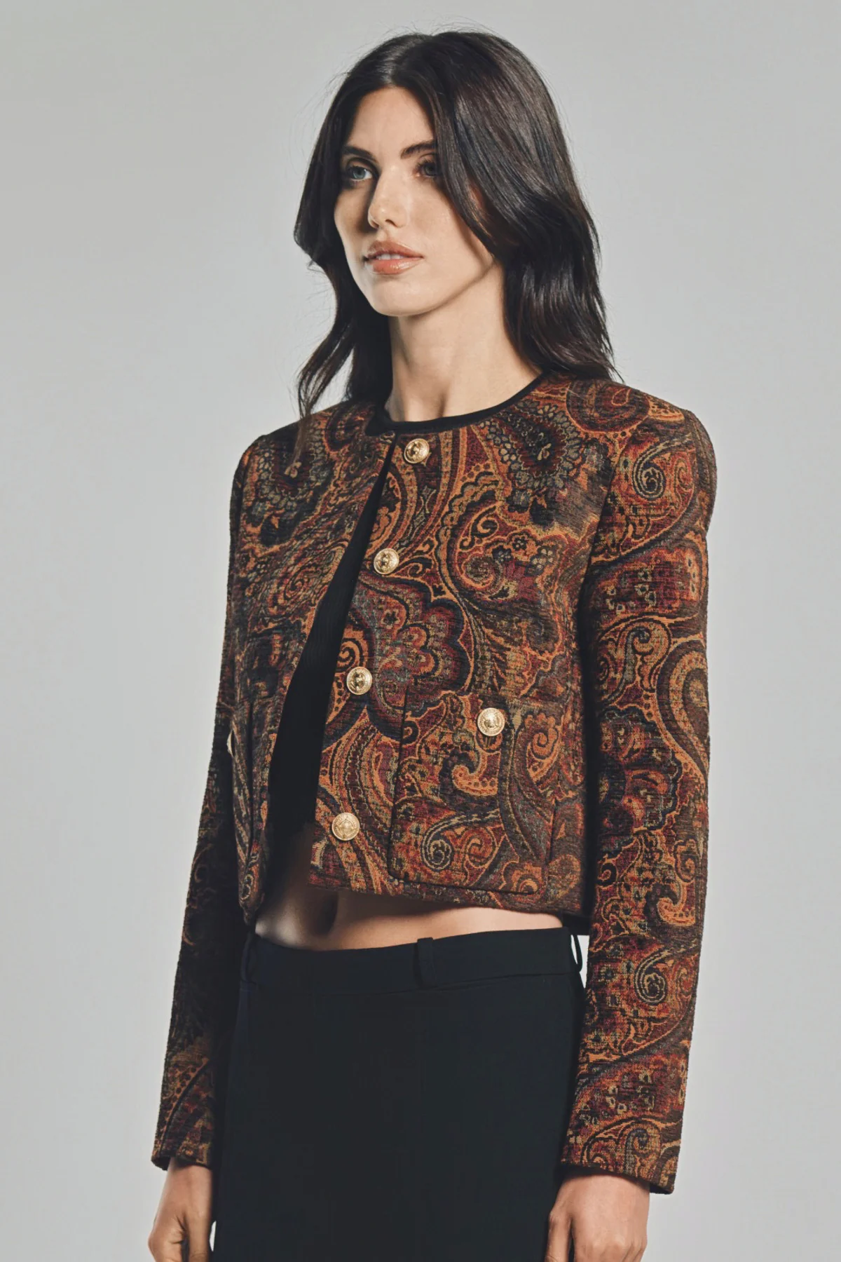 CHLOÉ | BOXY COLLARLESS JACKET IN TAPESTRY JACQUARD - Image 3