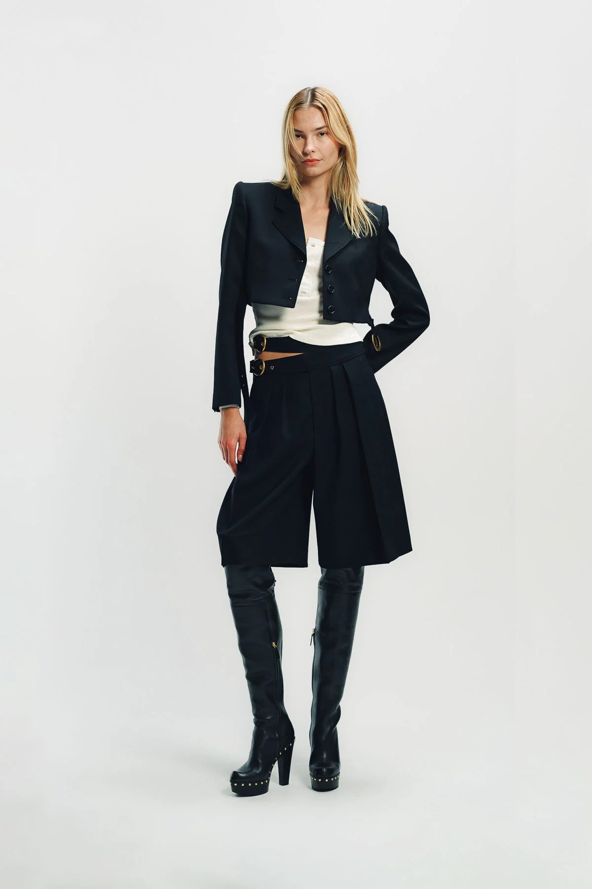 CHLOÉ | CROPPED SPENCER JACKET IN WOOL GRAIN DE POUDRE