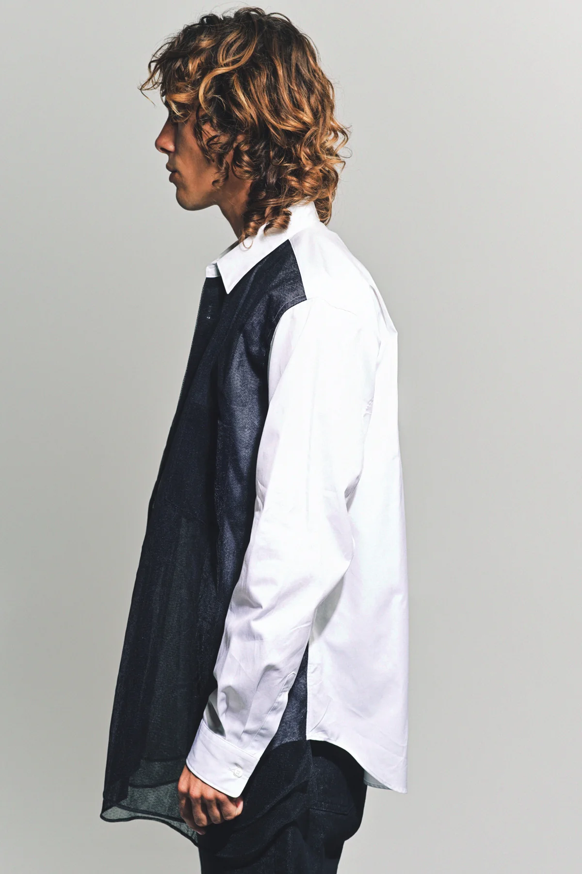 COMME DES GARCONS HOMME PLUS | COTTON/TULLE LONG SLEEVE SHIRT - Image 4