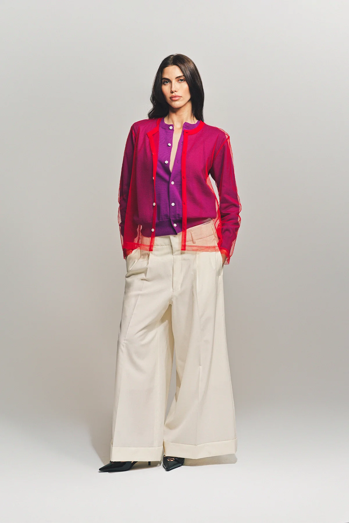 COMME DES GARCONS | WOOL X TULLE BLOUSE - Image 3