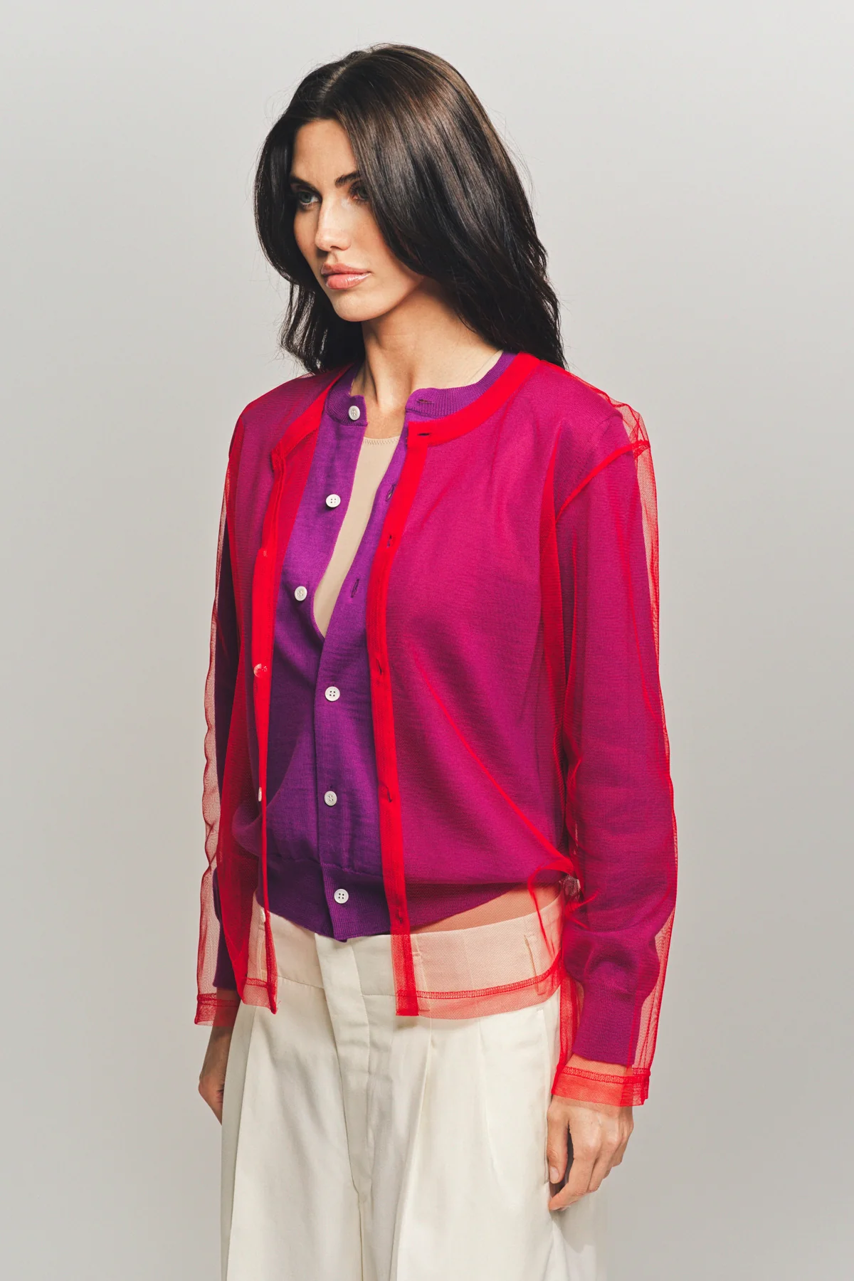 COMME DES GARCONS | WOOL X TULLE BLOUSE - Image 4