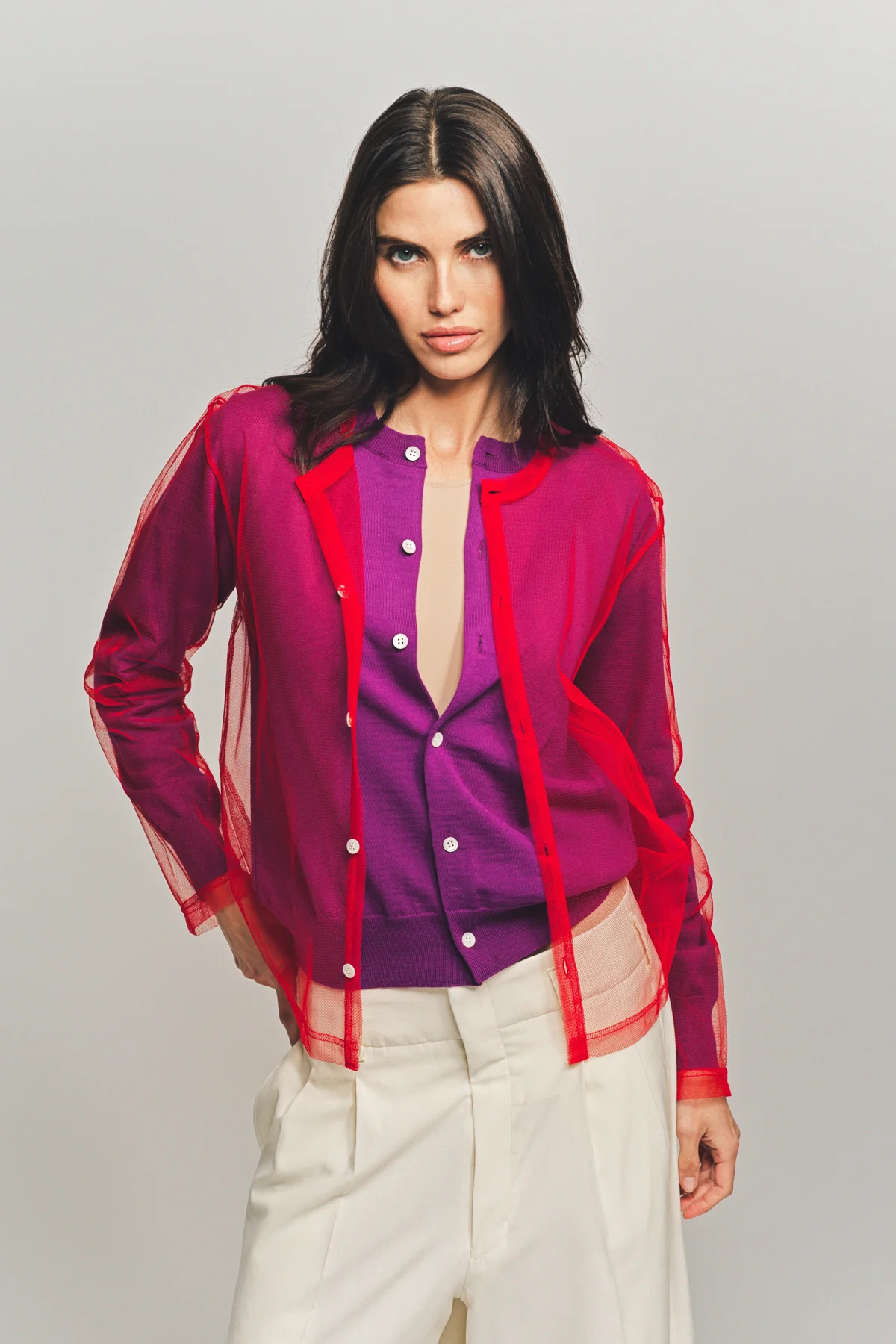 COMME DES GARCONS | WOOL X TULLE BLOUSE - Image 5
