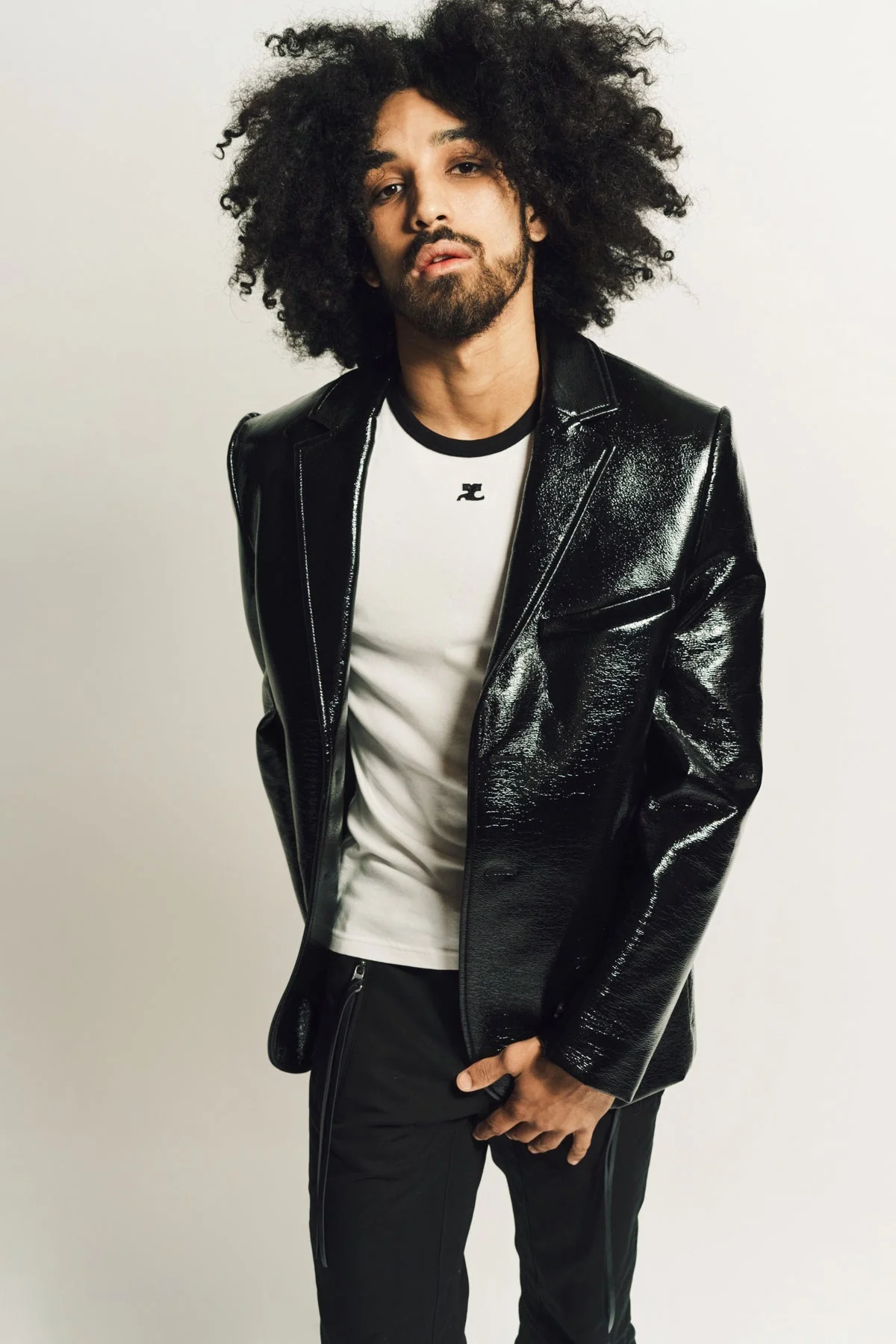 COURRÈGES | ZIPPED SLEEVES VINYL TAILORED JACKET - Image 2