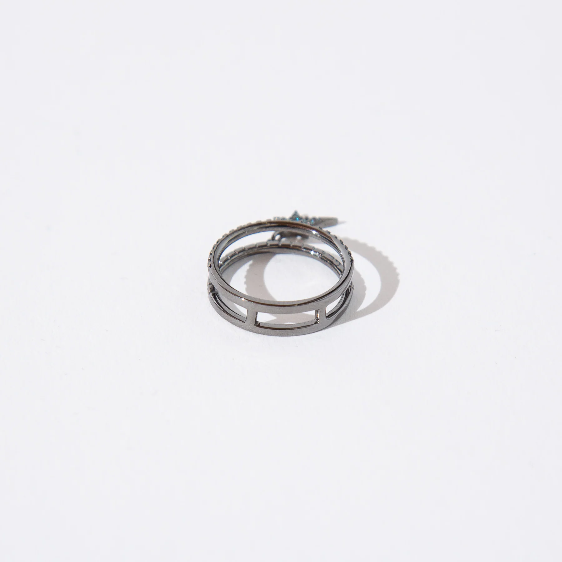 DIANE KORDAS | BLUE DIAMOND DOUBLE COSMOS STAR CHARM RING - Image 3