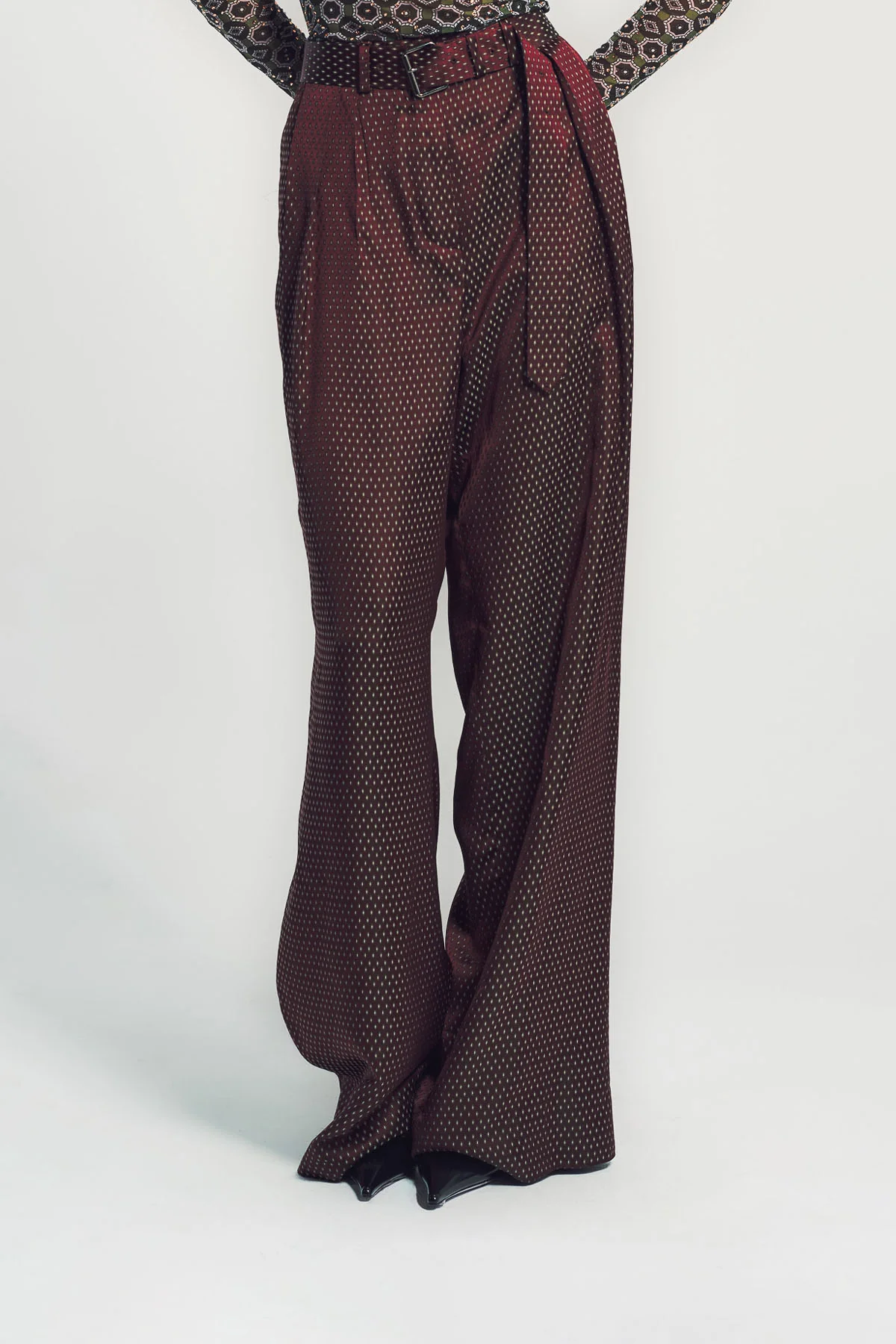 DRIES VAN NOTEN | BELTED JACQUARD TROUSERS - Image 2