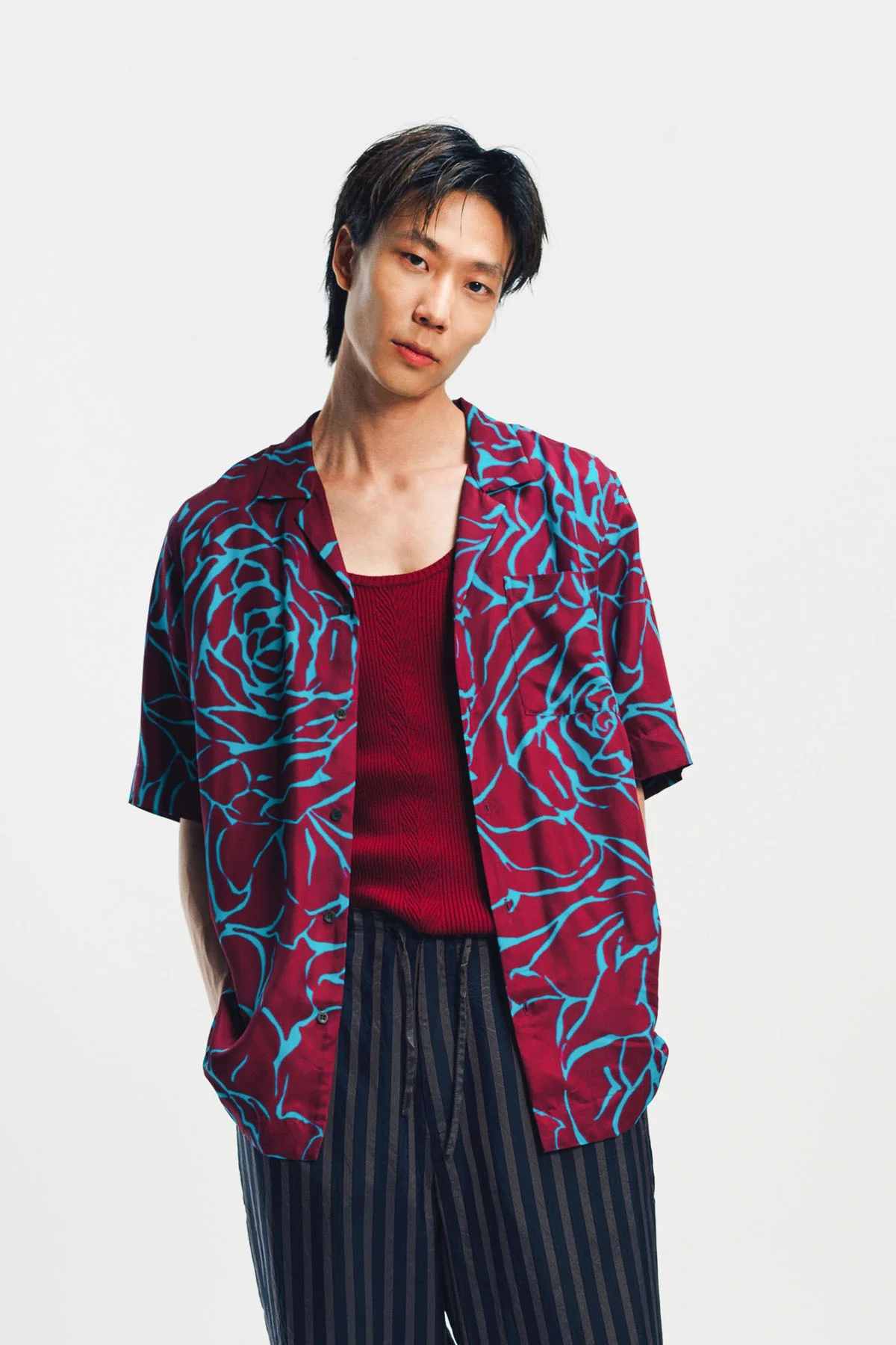 DRIES VAN NOTEN | BOXY VISCOSE ROSE SHIRT - Image 5