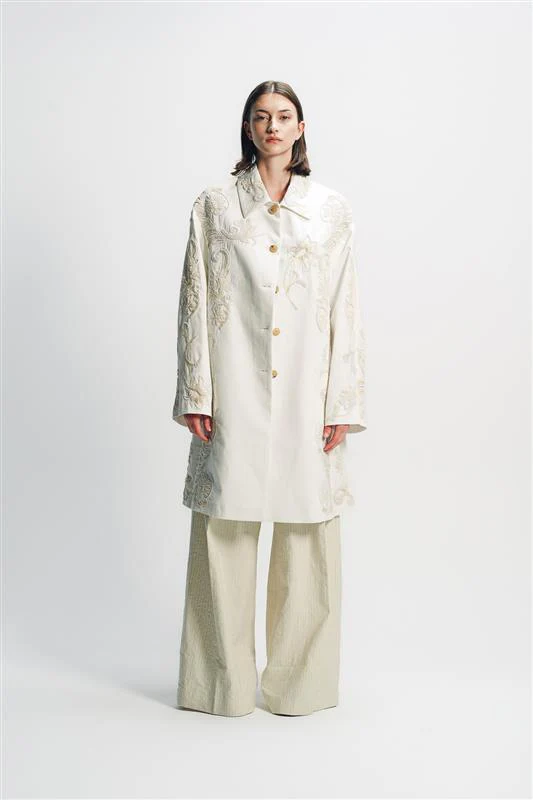 DRIES VAN NOTEN | EMBROIDERED A-LINE COAT - Image 5